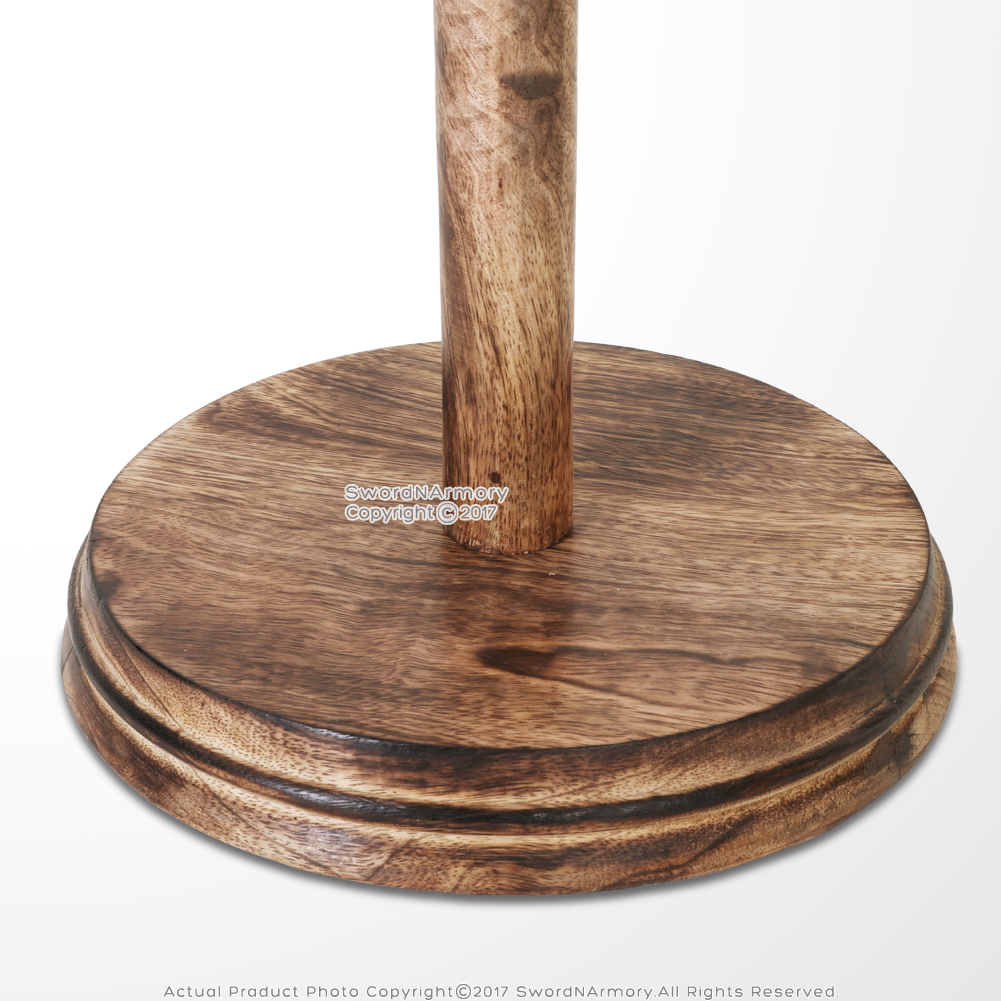 Wooden Display Stand for Medieval Style Roman Body Armor Helmet Natural