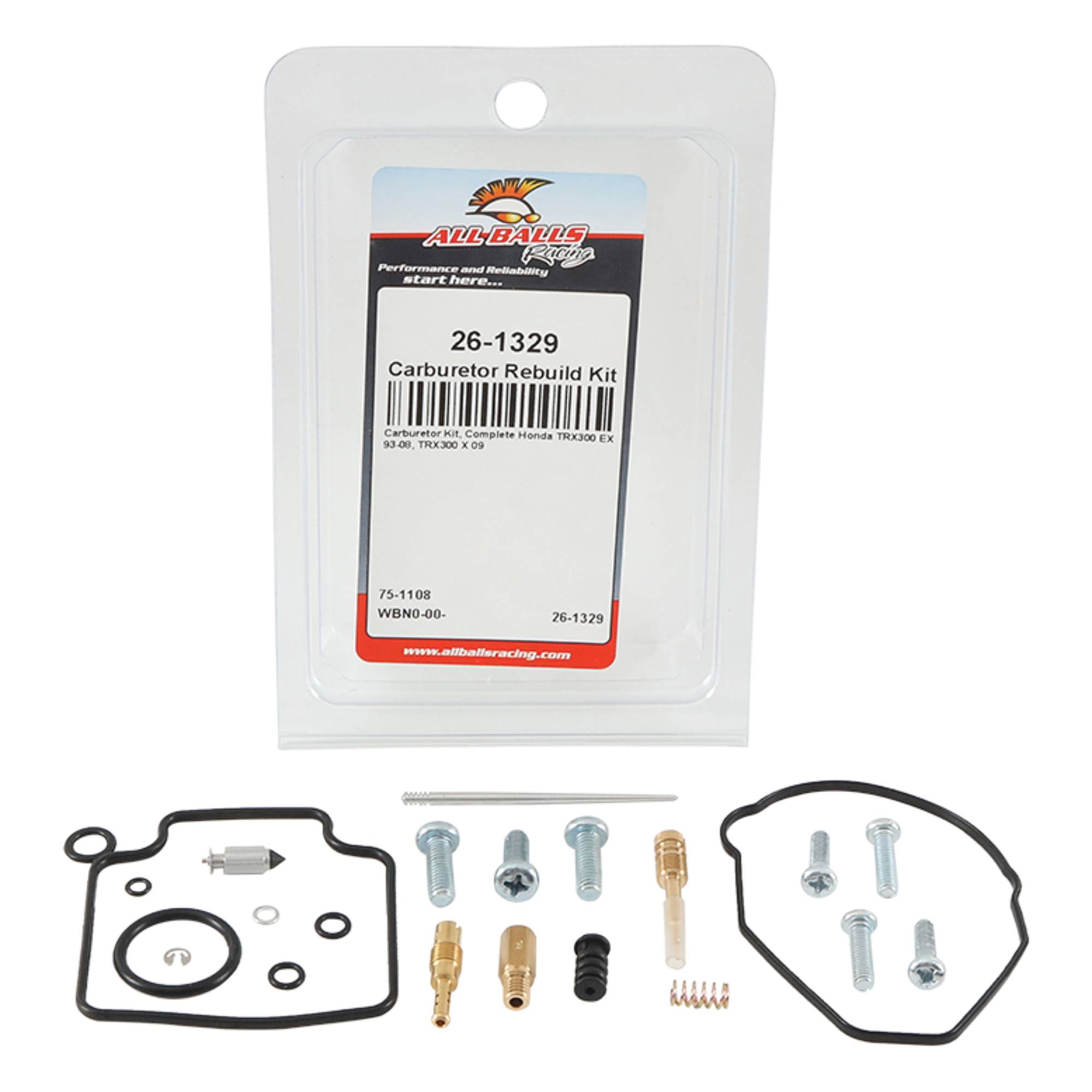 All Balls 26-1329 Carburetor Repair Kit For Honda TRX300EX ATV (1993-2006) - Includes Jets, Gaskets & O-Rings