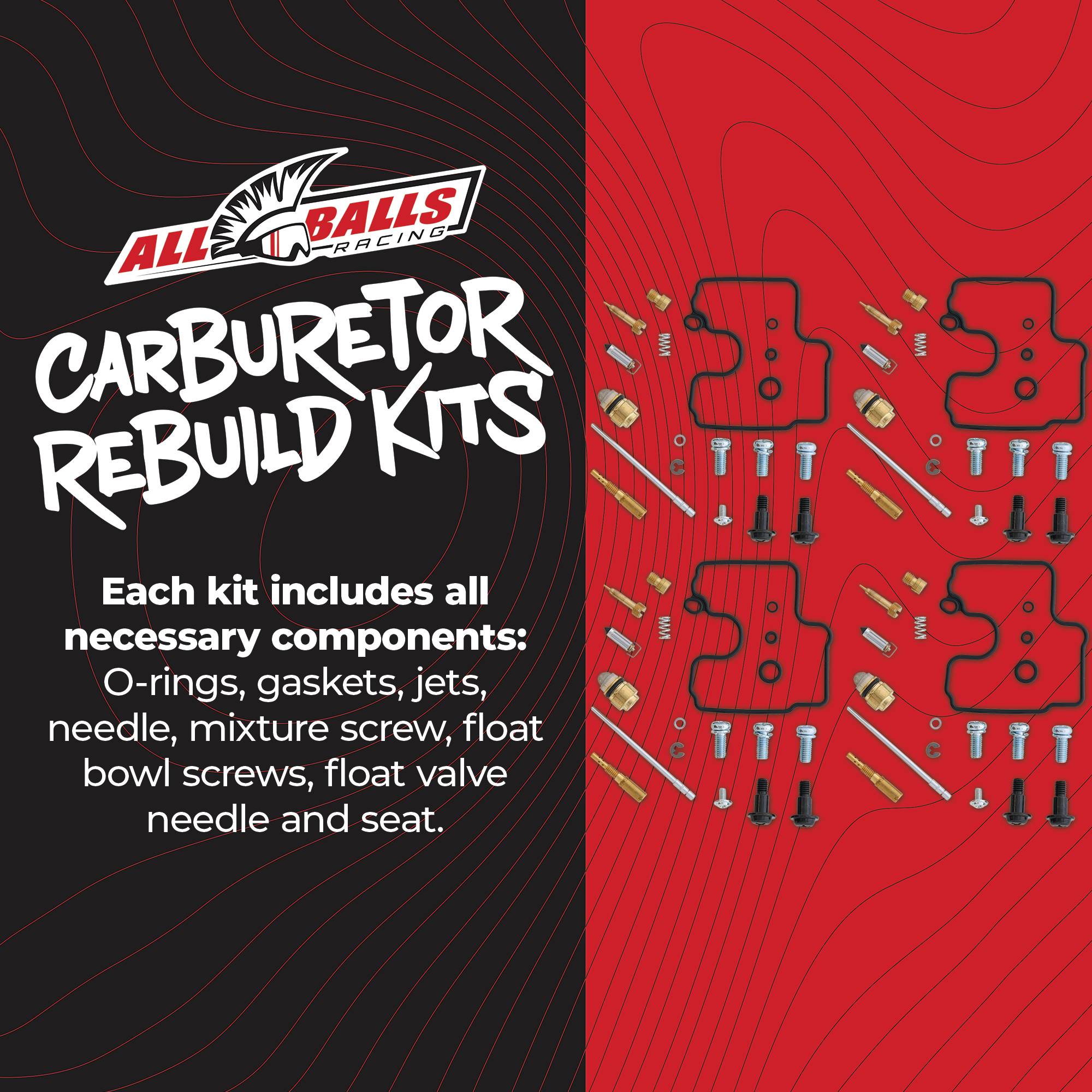 New All Balls Carburetor Rebuild Kit 26-1647 for Kawasaki ZZR 600