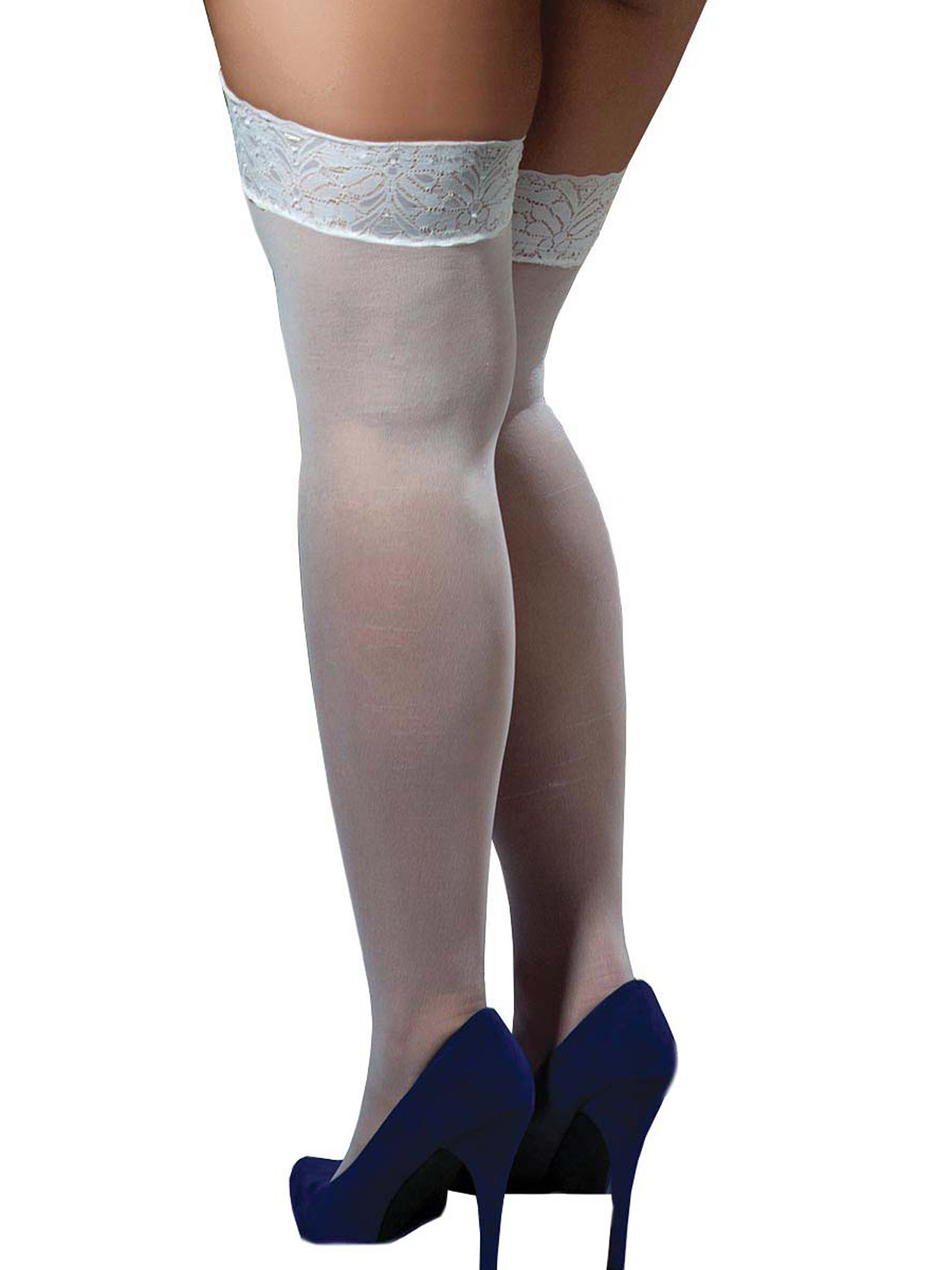 Women Plus Size Full Figure Sheer Lace Top Thigh High Stockings Ebay