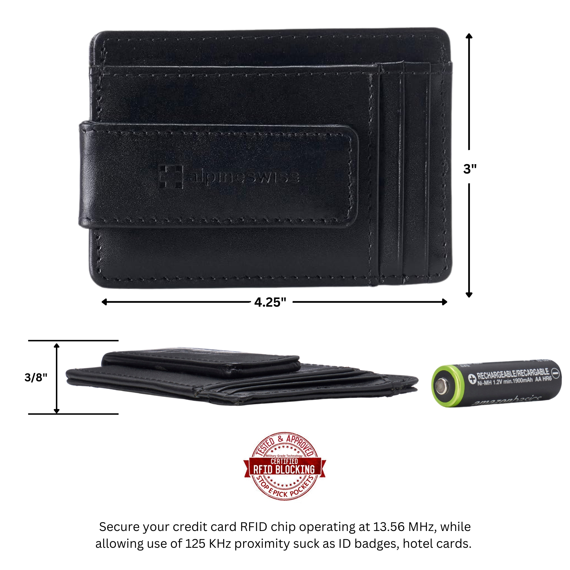 Alpine Swiss Mens RFID Safe Magnetic Money Clip Wallet Slim Front Pocket Wallet - Picture 82 of 90