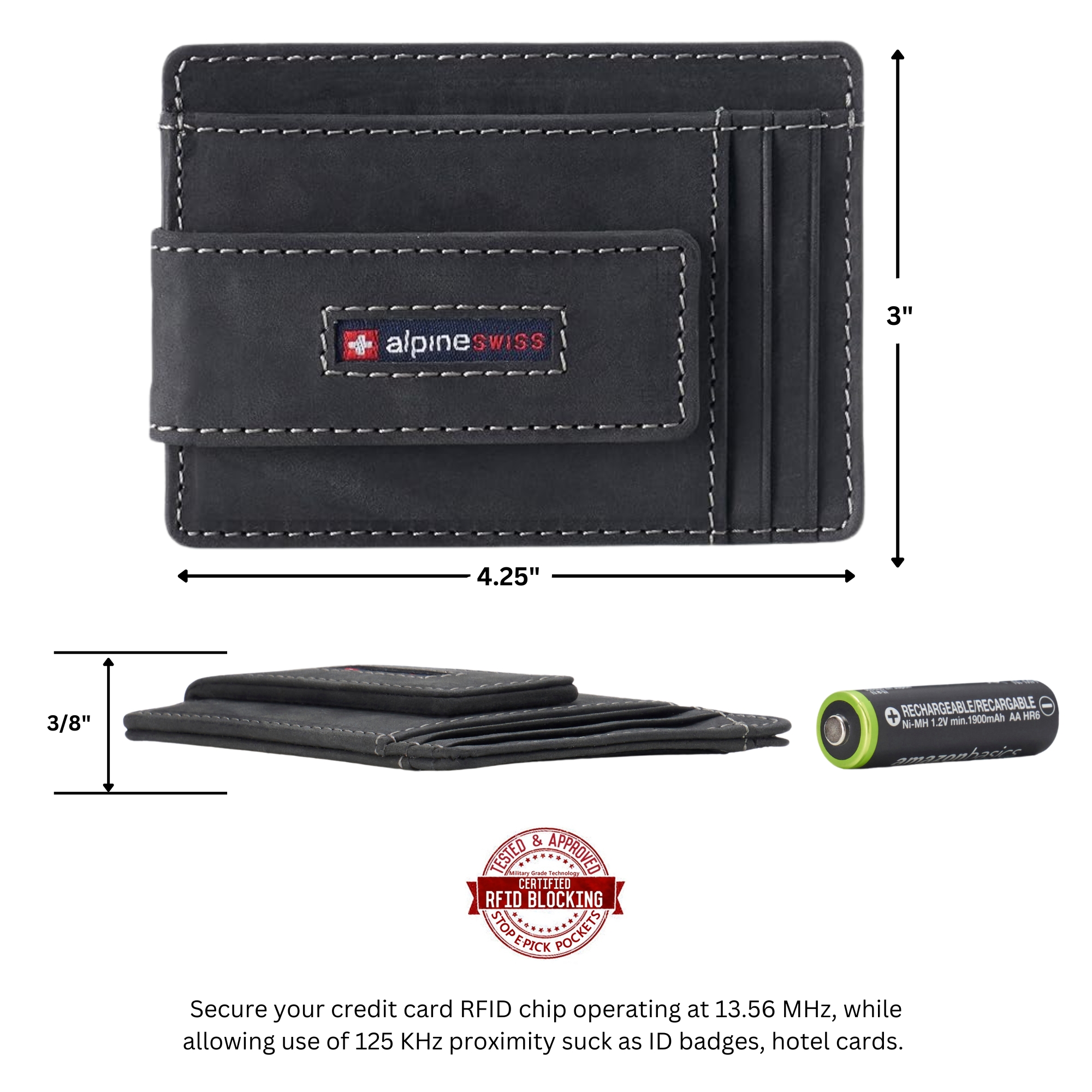 Alpine Swiss Mens RFID Safe Magnetic Money Clip Wallet Slim Front Pocket Wallet - Picture 58 of 90