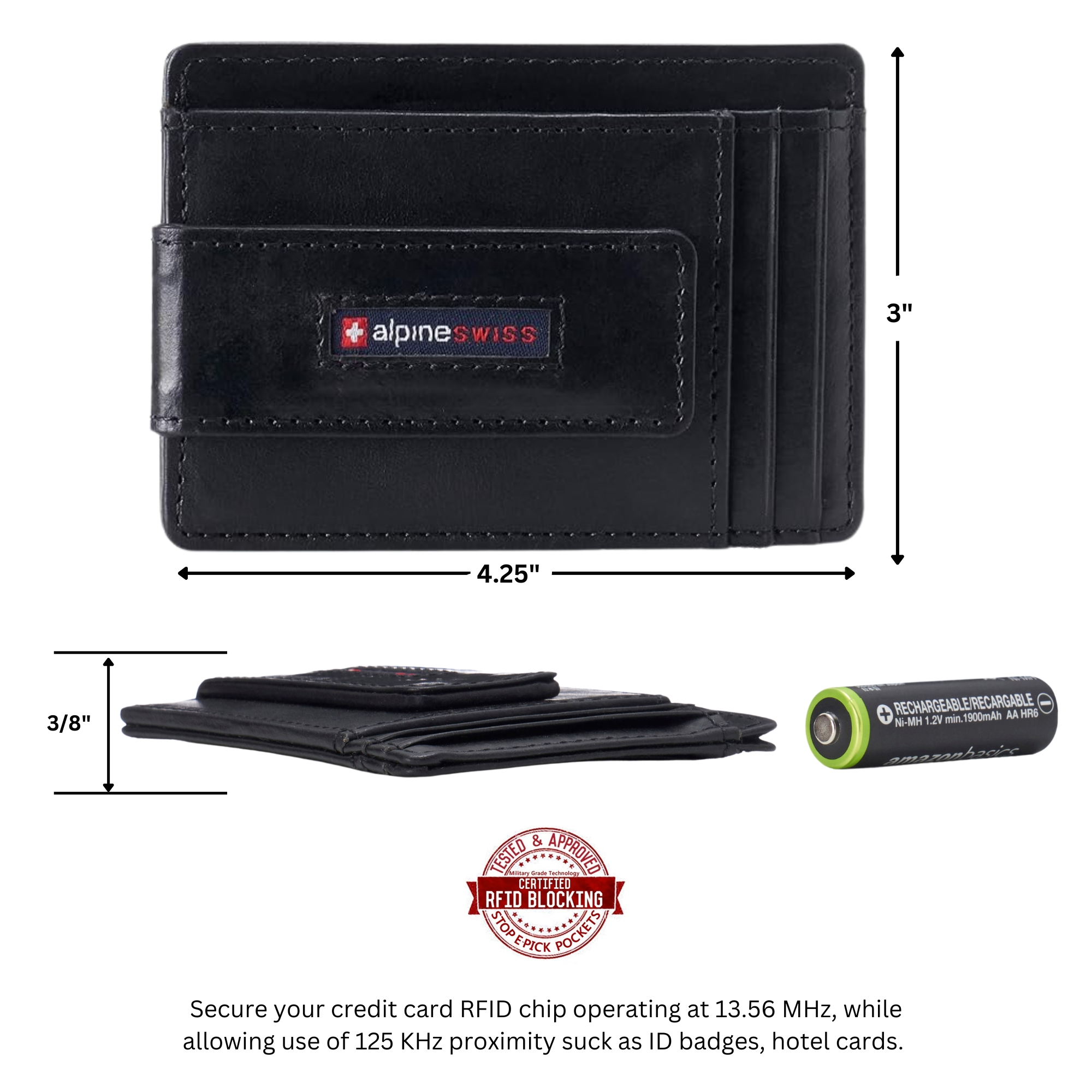 Alpine Swiss Mens RFID Safe Magnetic Money Clip Wallet Slim Front Pocket Wallet - Picture 34 of 90