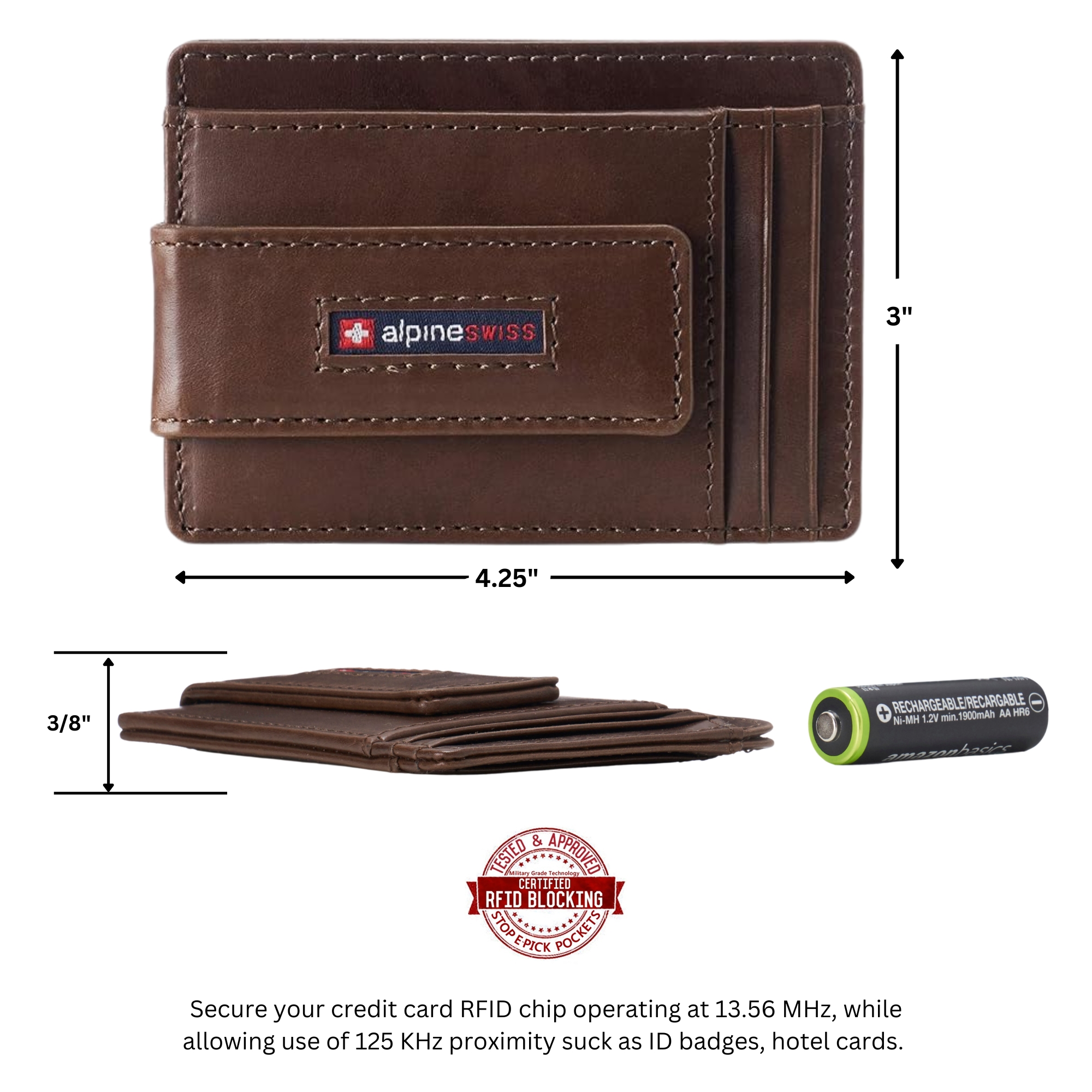 Alpine Swiss Mens RFID Safe Magnetic Money Clip Wallet Slim Front Pocket Wallet - Picture 40 of 90