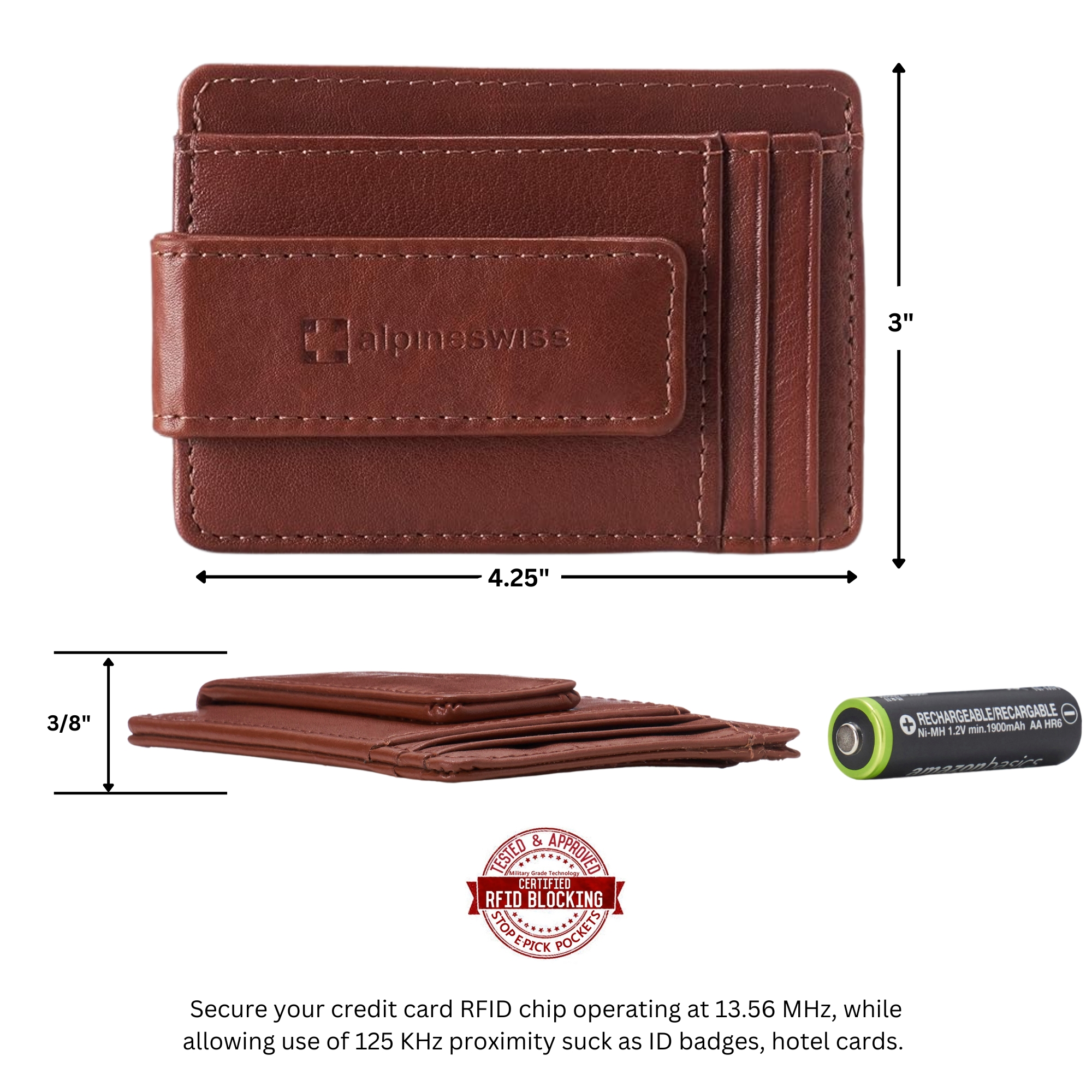 Alpine Swiss Mens RFID Safe Magnetic Money Clip Wallet Slim Front Pocket Wallet - Picture 87 of 90