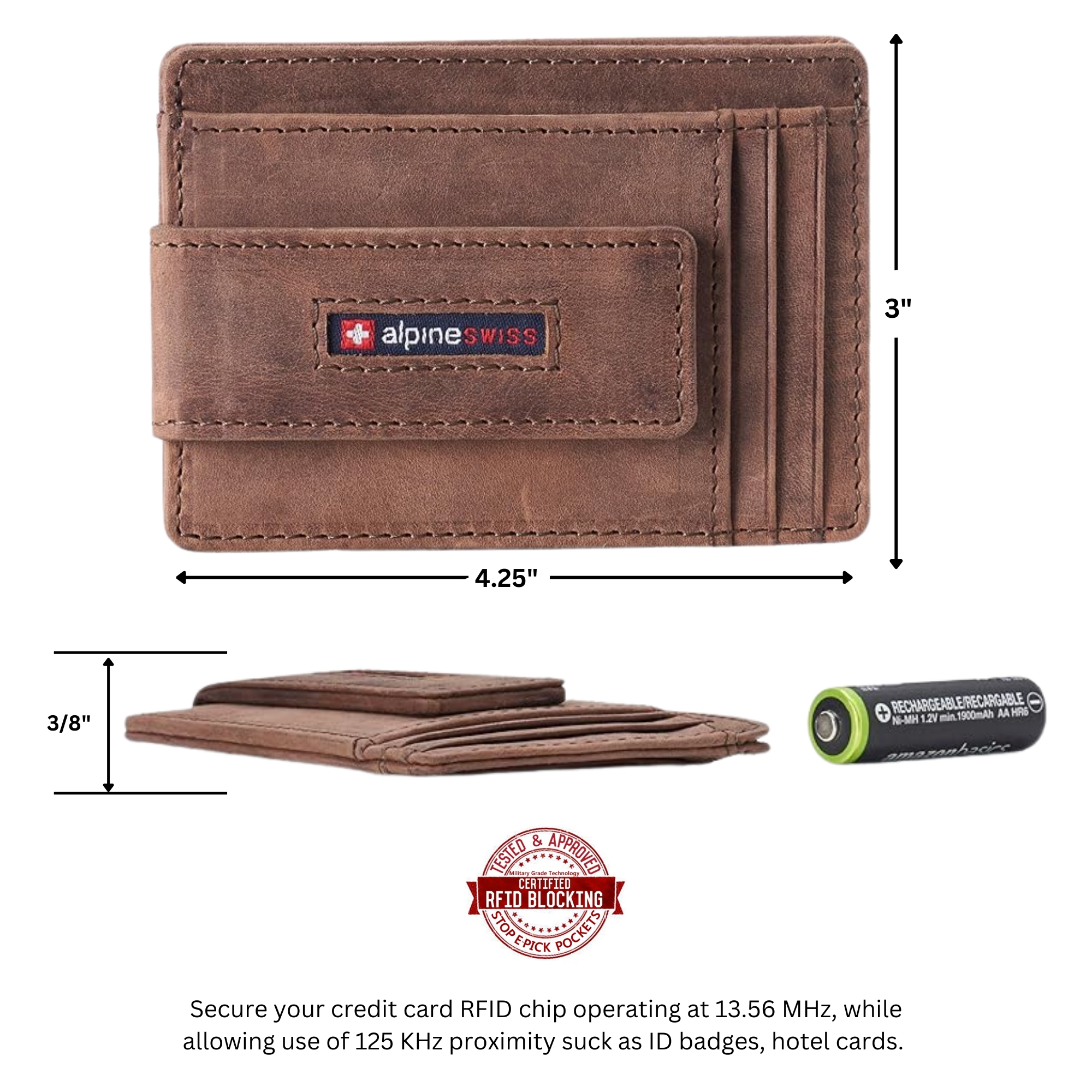 Alpine Swiss Mens RFID Safe Magnetic Money Clip Wallet Slim Front Pocket Wallet - Picture 70 of 90