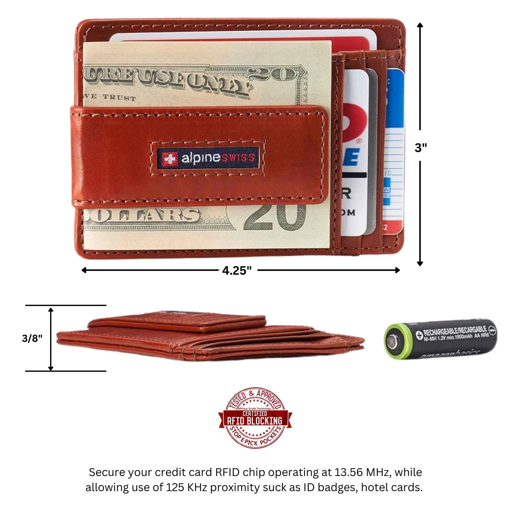Alpine Swiss Mens RFID Safe Magnetic Money Clip Wallet Slim Front Pocket Wallet - Picture 46 of 90