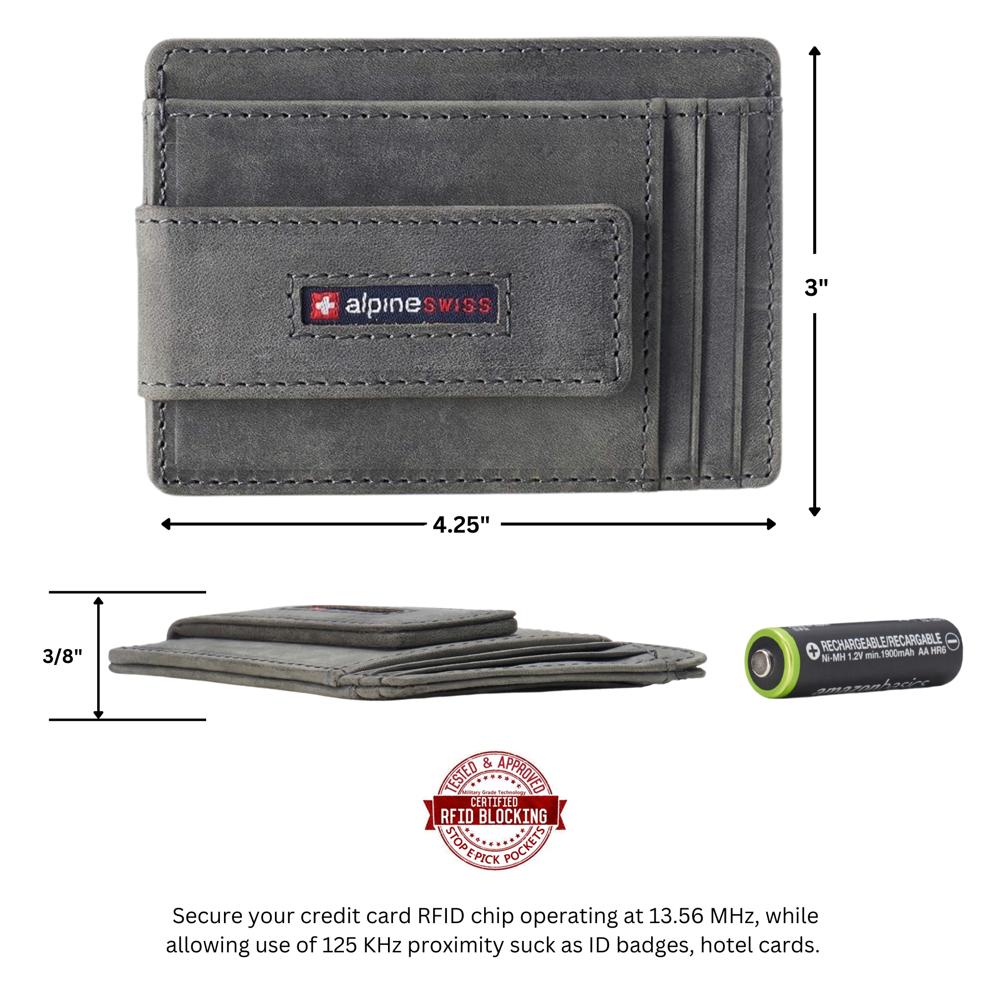 Alpine Swiss Mens RFID Safe Magnetic Money Clip Wallet Slim Front Pocket Wallet - Picture 64 of 90