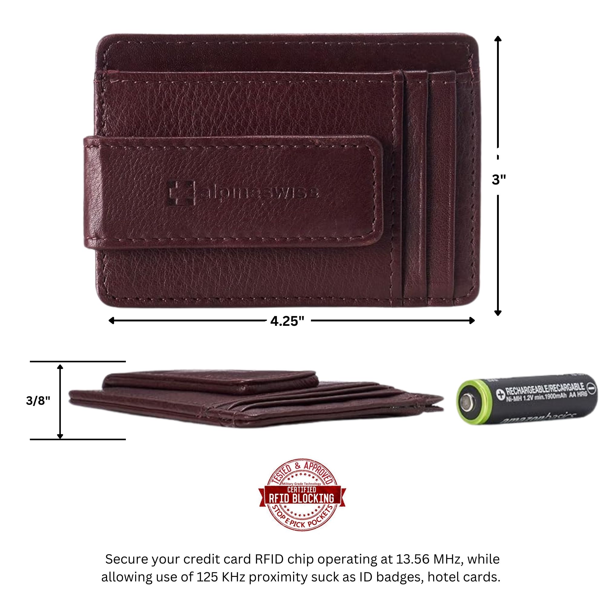 Alpine Swiss Mens RFID Safe Magnetic Money Clip Wallet Slim Front Pocket Wallet - Picture 27 of 90