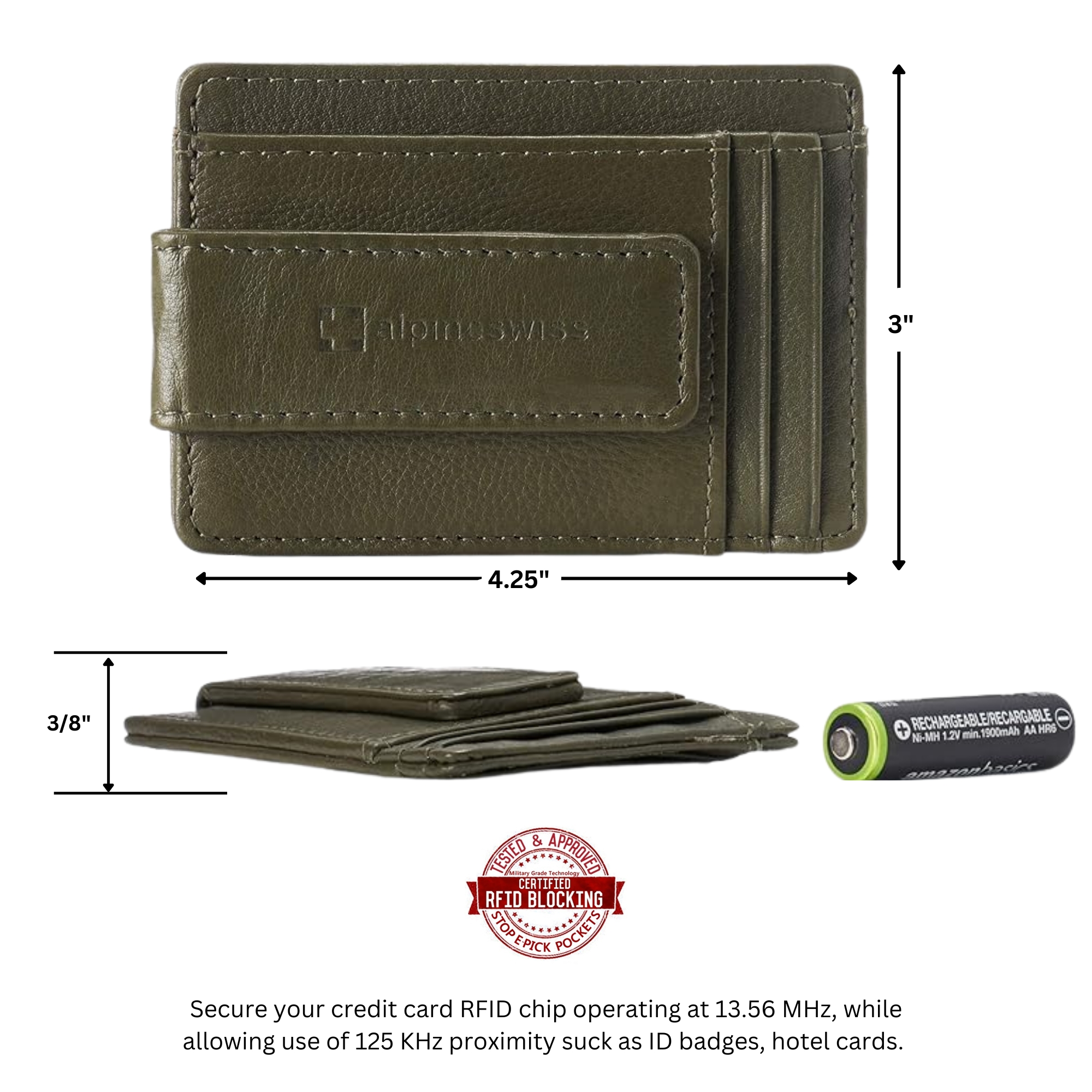 Alpine Swiss Mens RFID Safe Magnetic Money Clip Wallet Slim Front Pocket Wallet - Picture 76 of 90
