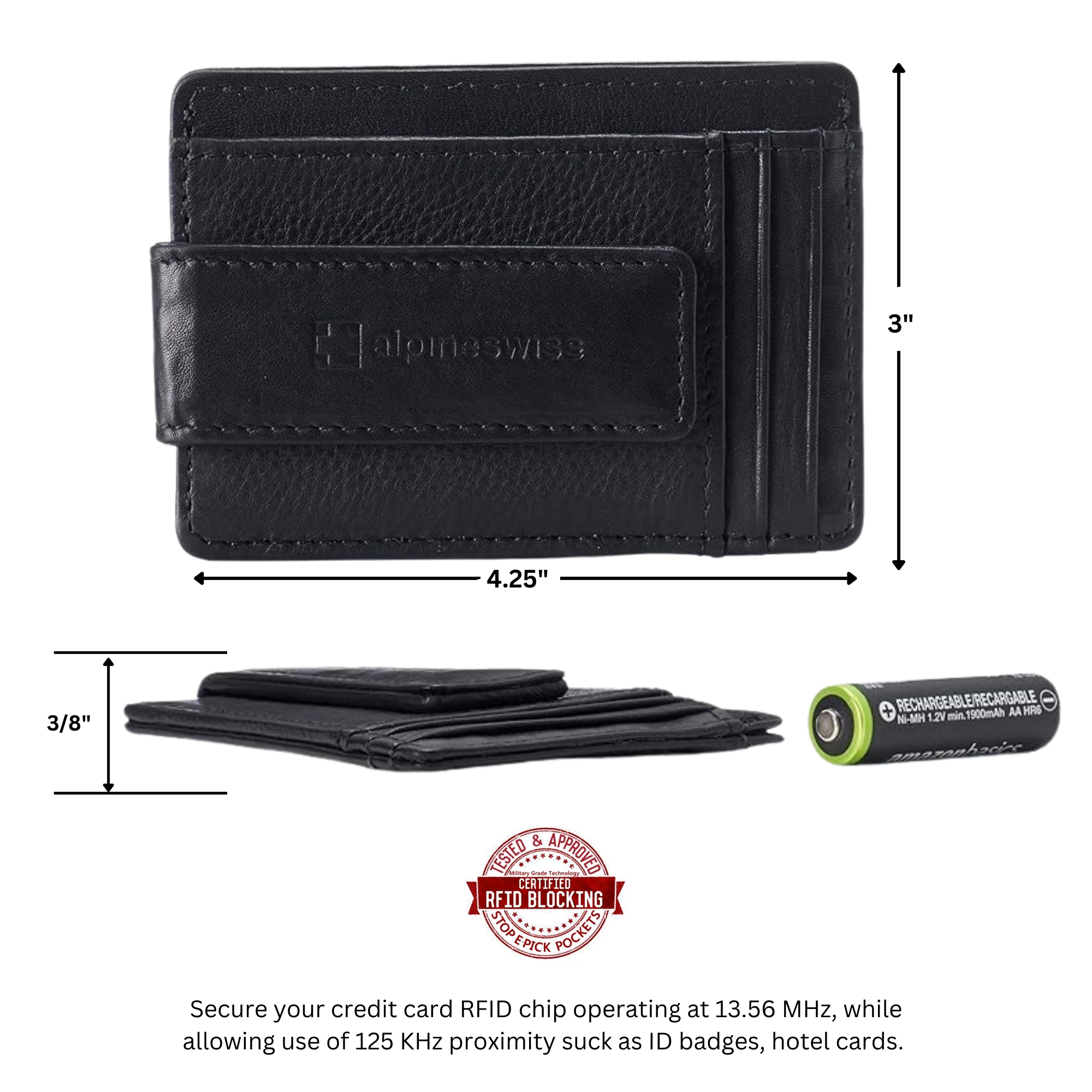Alpine Swiss Mens RFID Safe Magnetic Money Clip Wallet Slim Front Pocket Wallet - Picture 16 of 90