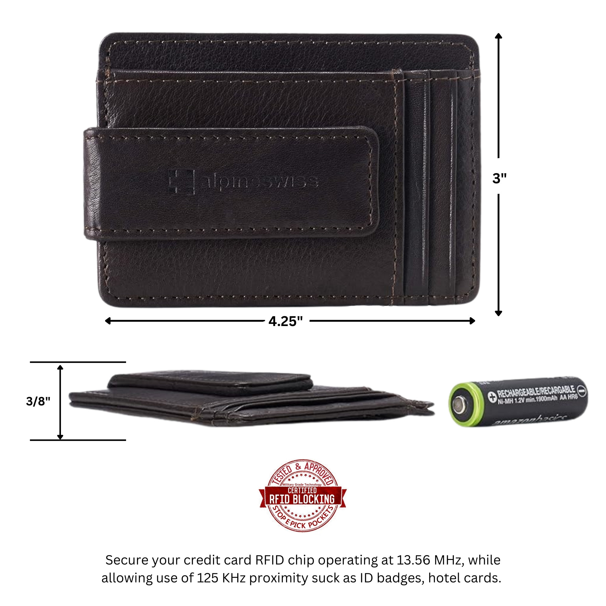 Alpine Swiss Mens RFID Safe Magnetic Money Clip Wallet Slim Front Pocket Wallet - Picture 21 of 90