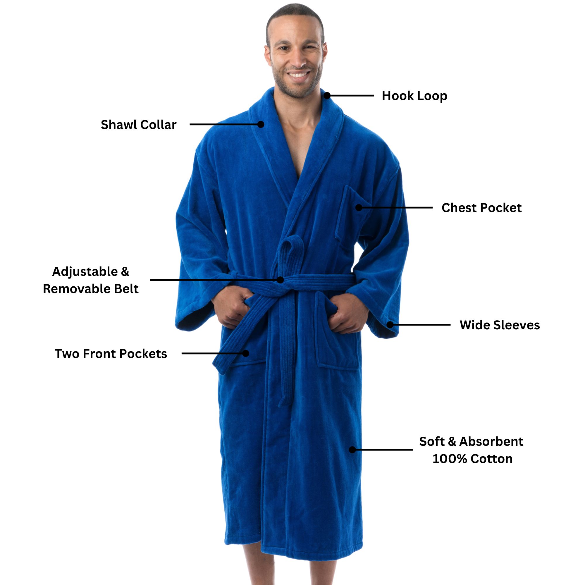 Alpine Swiss Pure Cotton Men Terry Cloth Bathrobe Super Absorbent Hotel Spa Robe - Picture 19 of 31