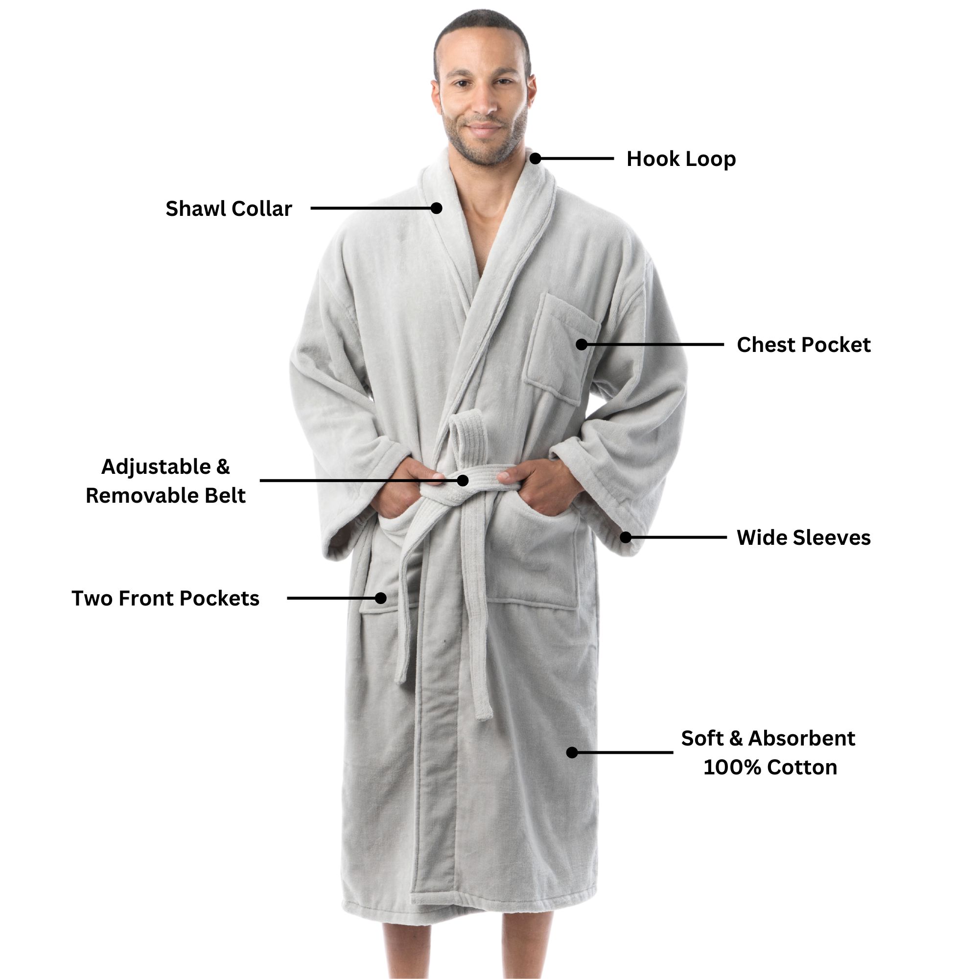 Alpine Swiss Pure Cotton Men Terry Cloth Bathrobe Super Absorbent Hotel Spa Robe - Picture 24 of 31