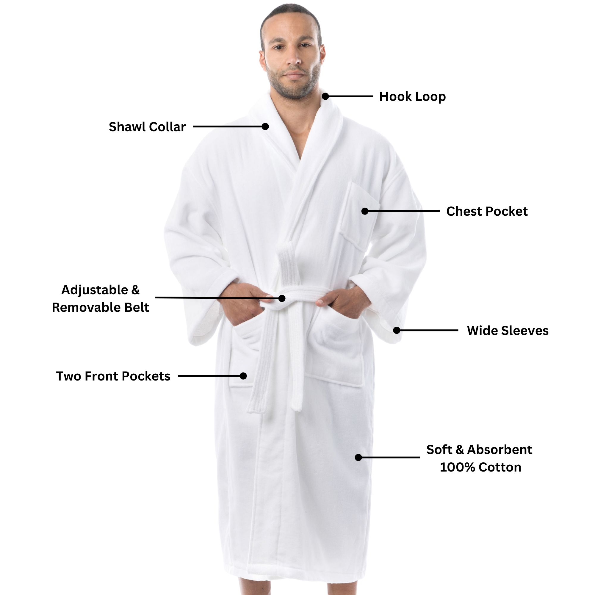 Alpine Swiss Pure Cotton Men Terry Cloth Bathrobe Super Absorbent Hotel Spa Robe - Picture 29 of 31
