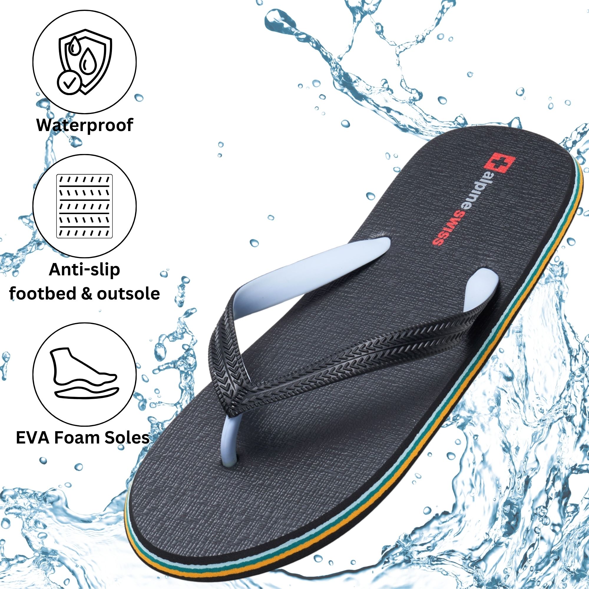 Alpine Swiss Men's Flip Flops | Ultra-light Thin EVA foam Sandals for Beach - Picture 13 of 54