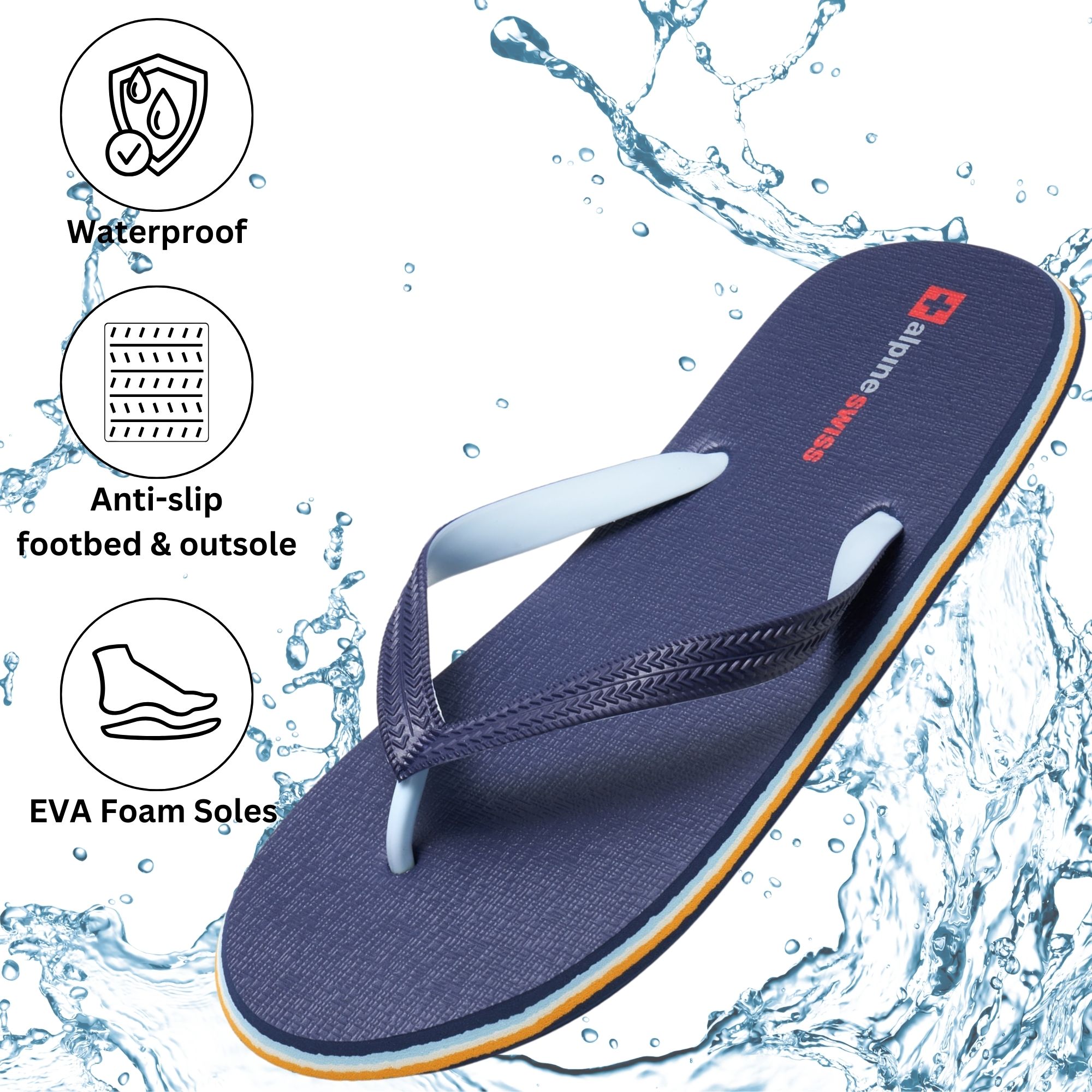 Alpine Swiss Men's Flip Flops | Ultra-light Thin EVA foam Sandals for Beach - Picture 19 of 54