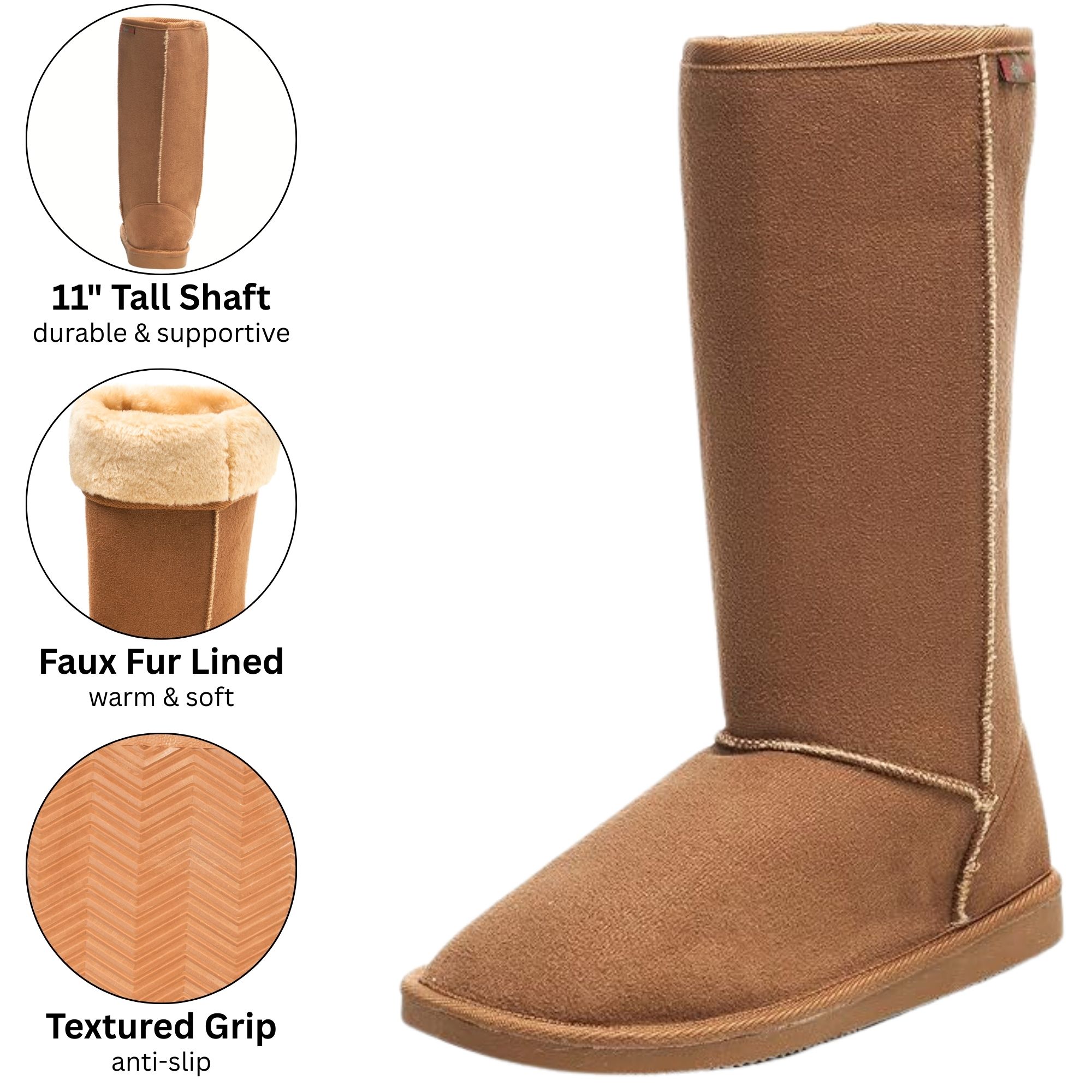 Alpine Swiss Womens Boot Mid Calf 11” Faux Fur Shearling Moccasin Comfort Shoe - Picture 22 of 35