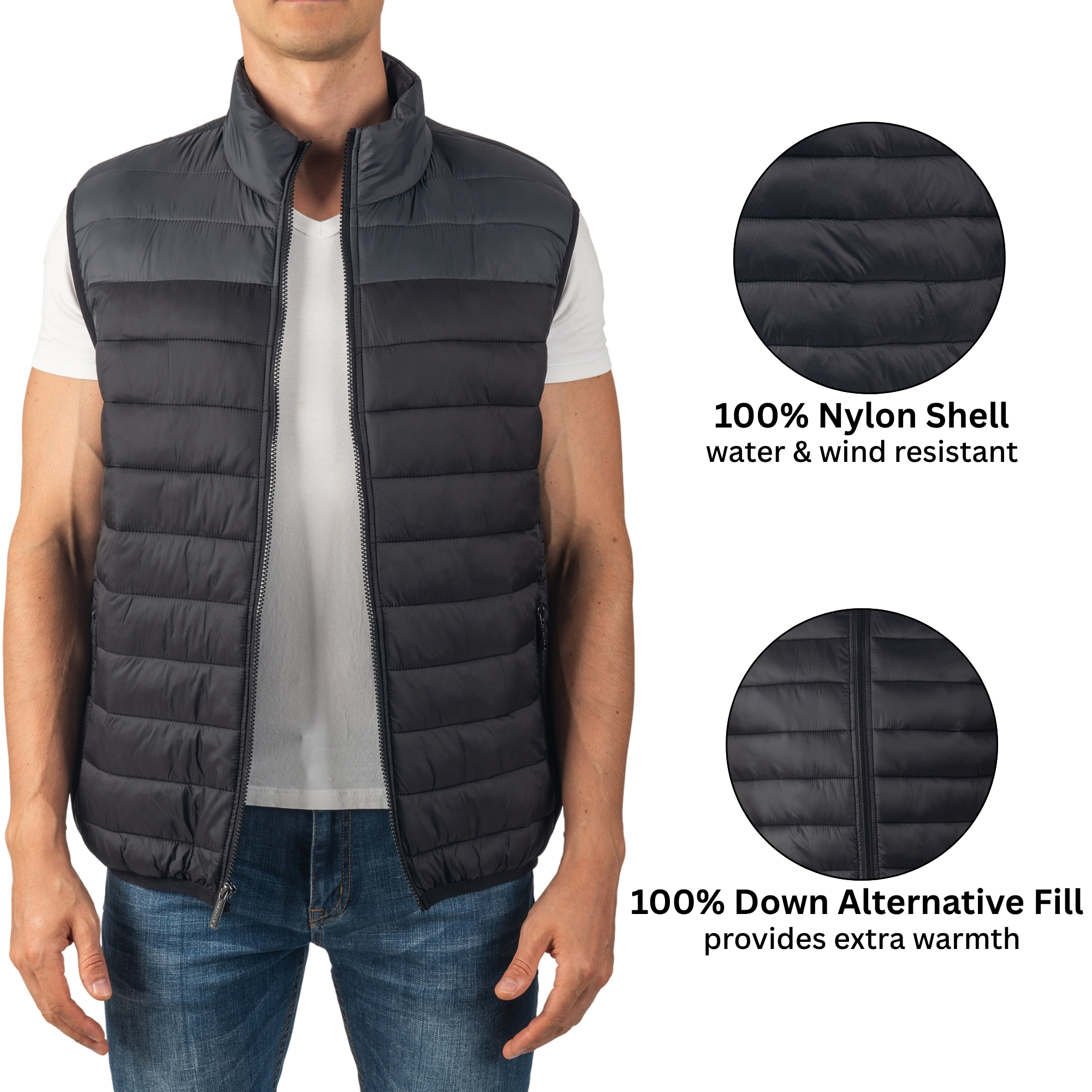 Alpine Swiss Clark Mens Puffer Vest Down Alternative Water Resistant Packable - Picture 22 of 101