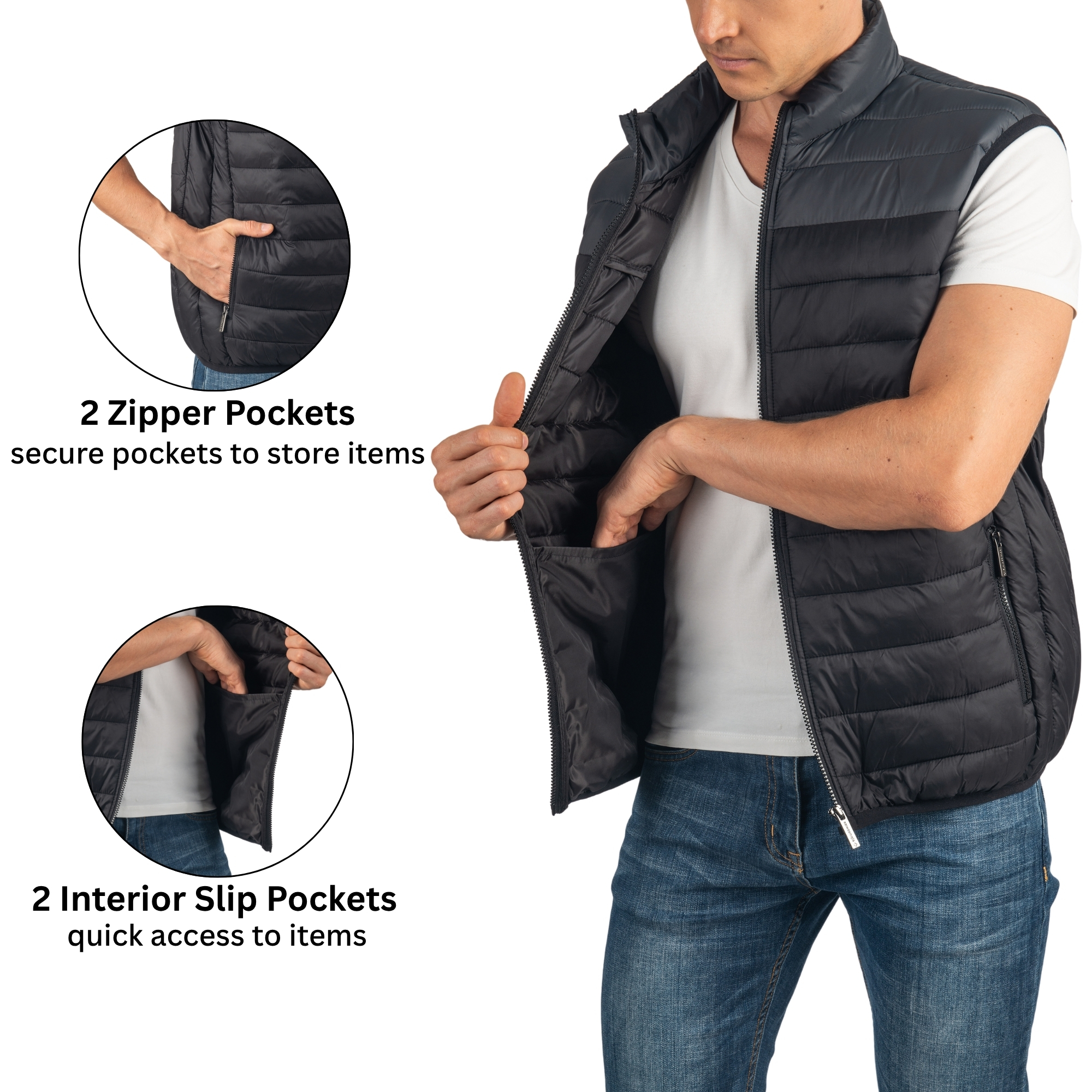 Alpine Swiss Clark Mens Puffer Vest Down Alternative Water Resistant Packable - Picture 24 of 101