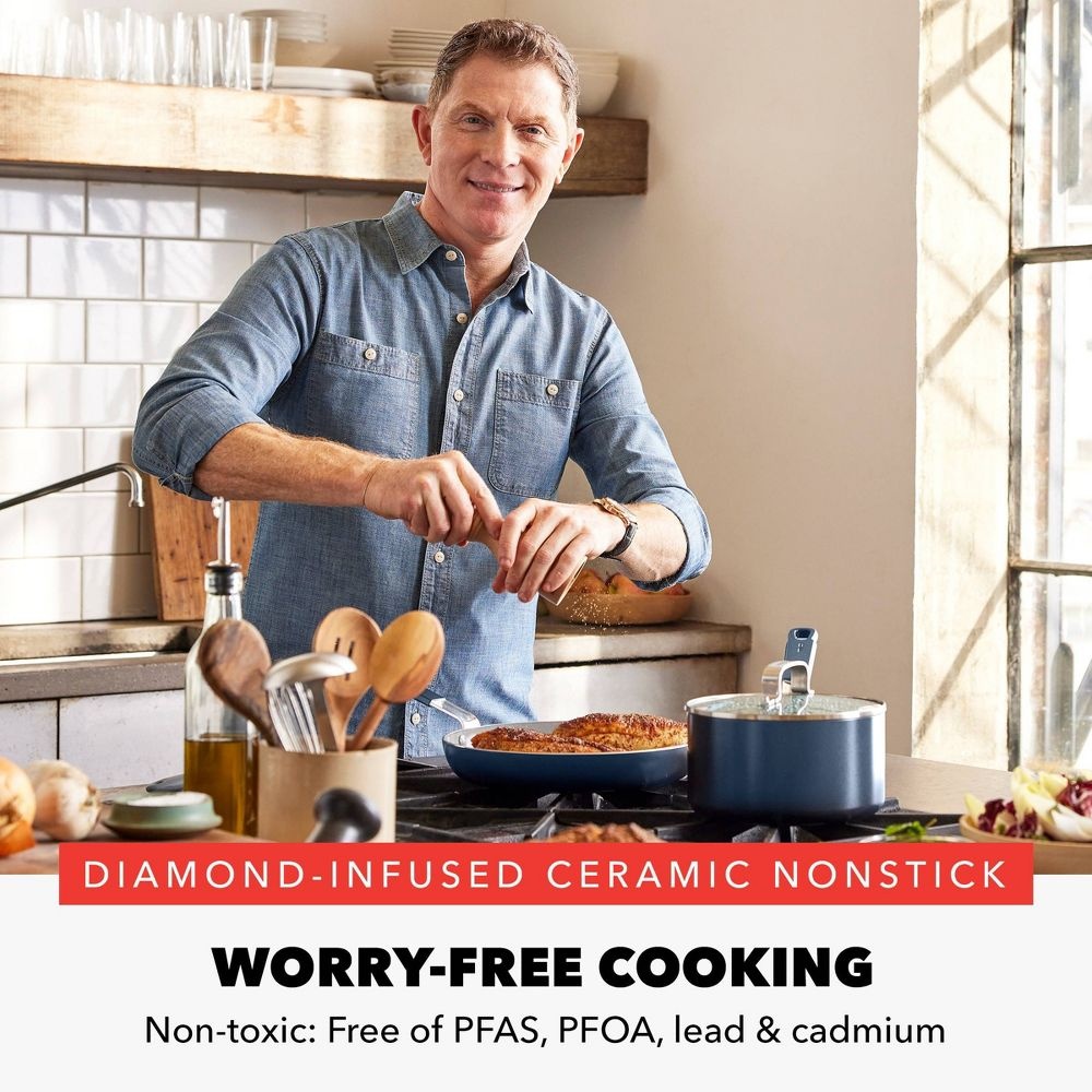 Bobby Flay 2pk Ceramic Nonstick Aluminum Fry Pan Set Oxford