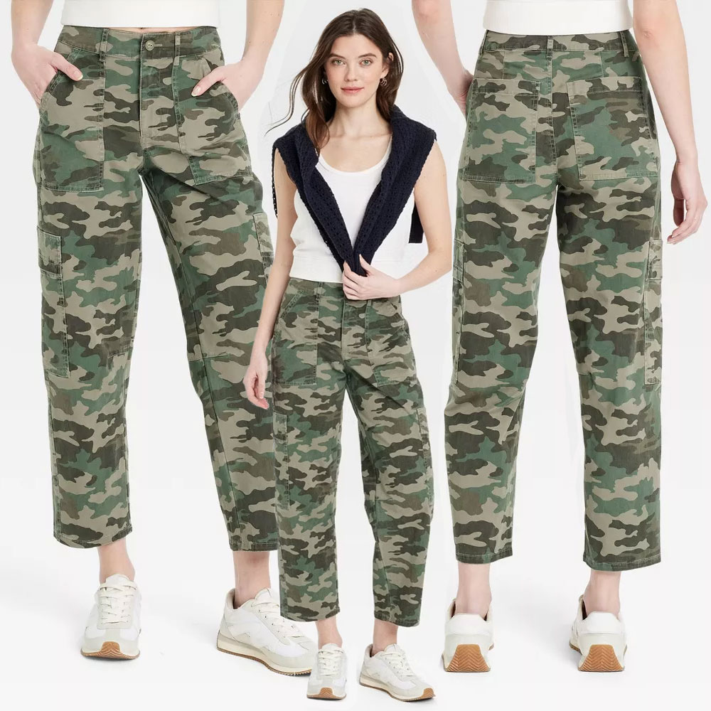 Women's Mid-Rise Barrel Leg Cargo Pants - Universal Thread - Picture 11 of 14
