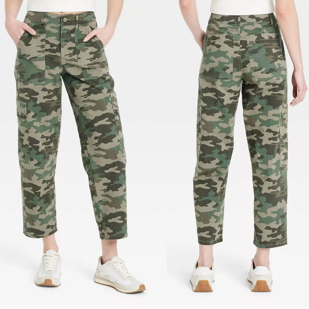 Women's Mid-Rise Barrel Leg Cargo Pants - Universal Thread - Picture 10 of 14