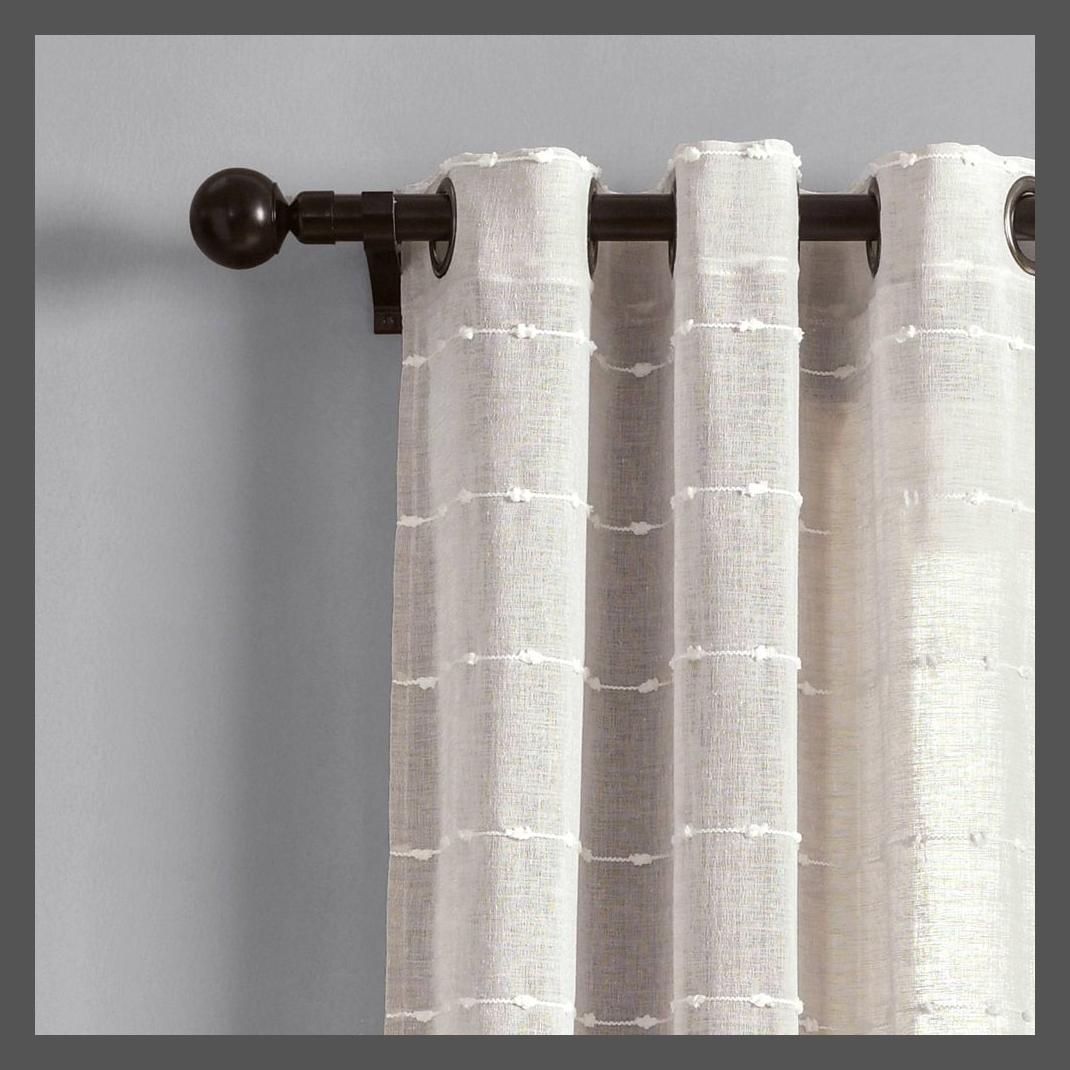 Set of 2 Farmhouse Textured Grommet Sheer Window Curtain Panels – Lush