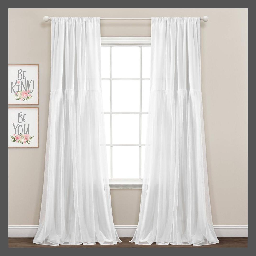 Set of 2 Tulle Skirt Solid Window Curtain Panels – Lush Décor