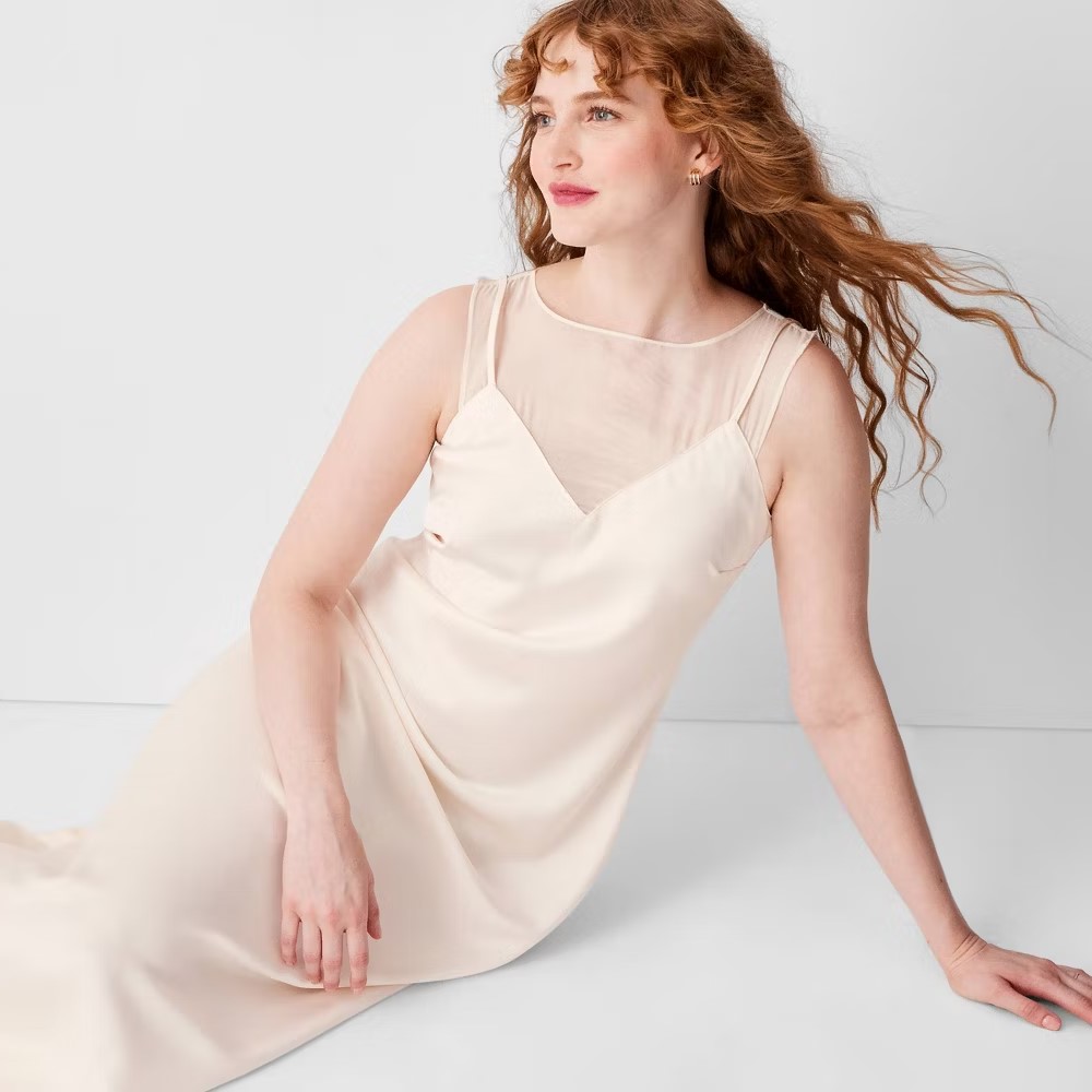 Women's Sleeveless Mixed Media Ankle Slip Dress - Future Collective - Picture 9 of 10