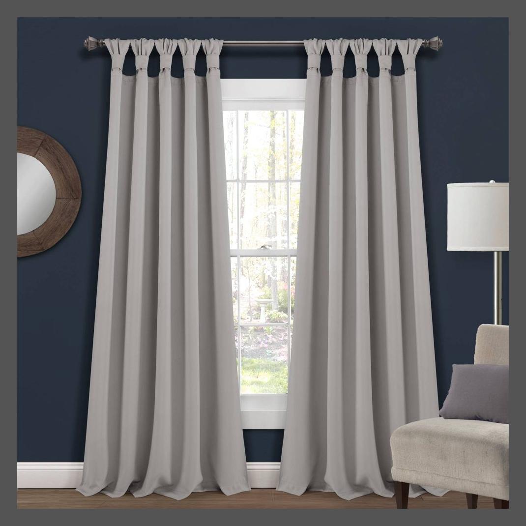 Set of 2 Knotted Tab Top Insulated out Window Curtain Panels –