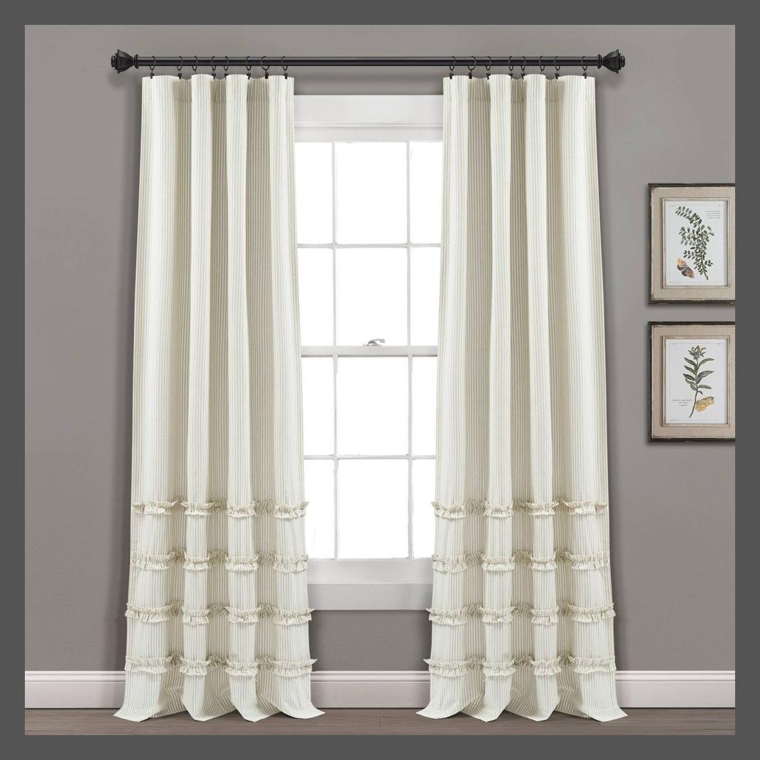 Set of 2 Farmhouse Vintage Stripe Yarn Dyed Cotton Light Filtering