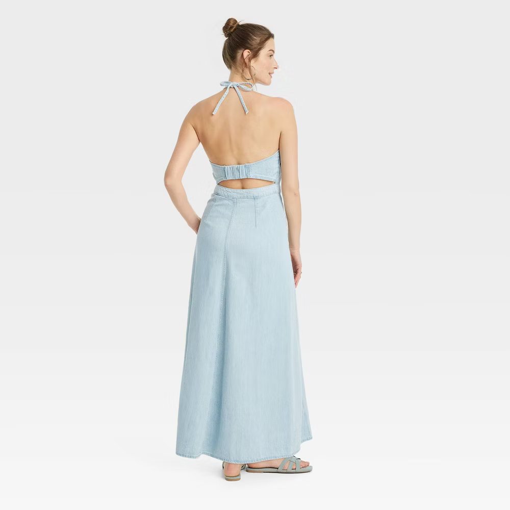 Universal Thread Women's Halter Summer Denim Maxi Dress - Picture 13 of 43