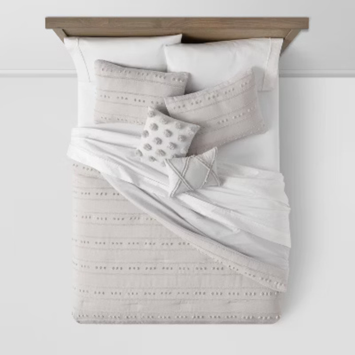 5pc Quinlan Clipped Stripe Dot Comforter Bedding Set – Threshold