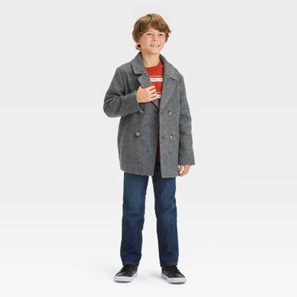 Boys' Solid Pea Coat - Cat & Jack - Picture 2 of 5