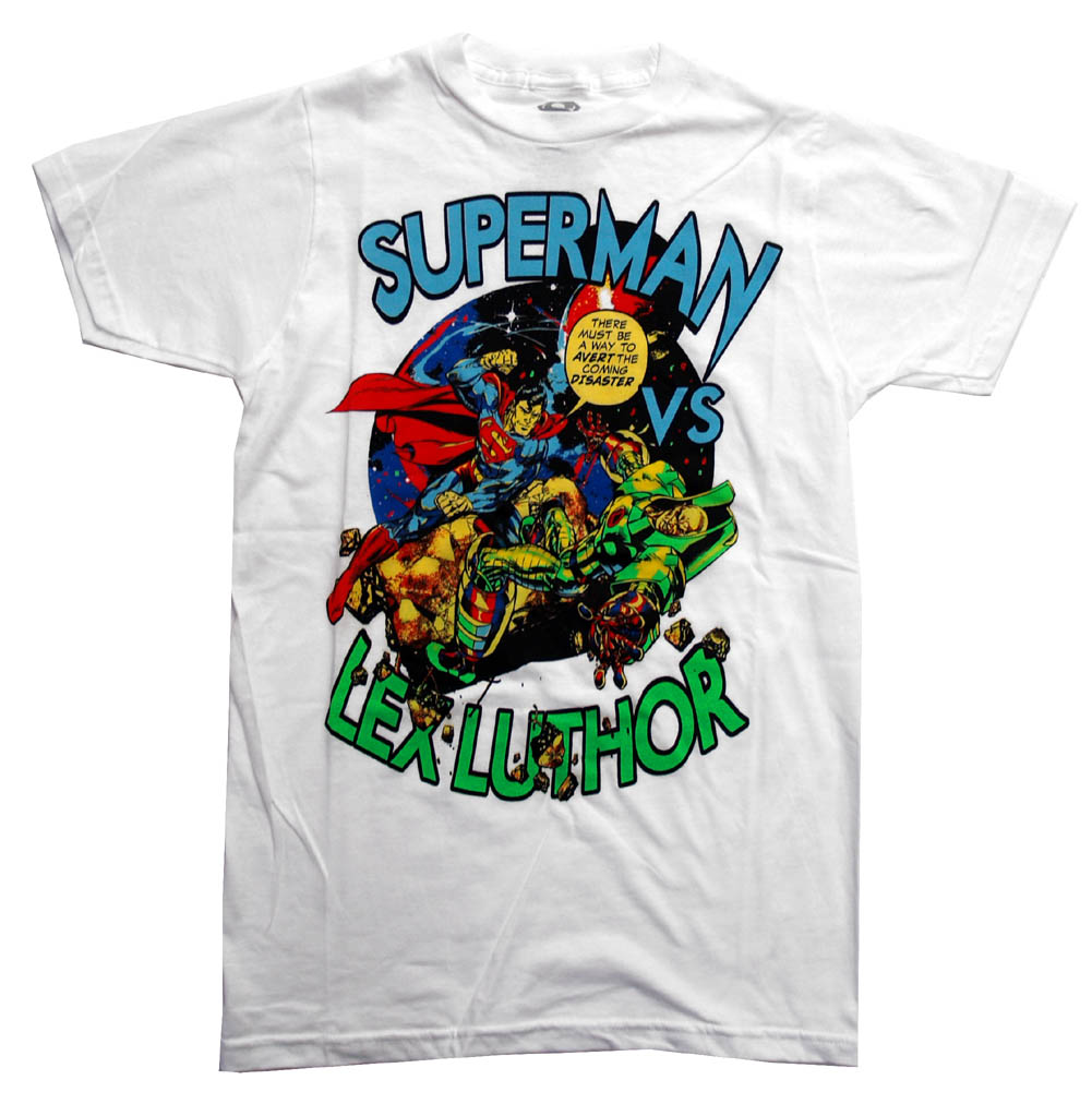 Superman-Vs-Lex-Luthor-DC-Comics-Cartoon-Superhero-Adult-T-Shirt-Tee