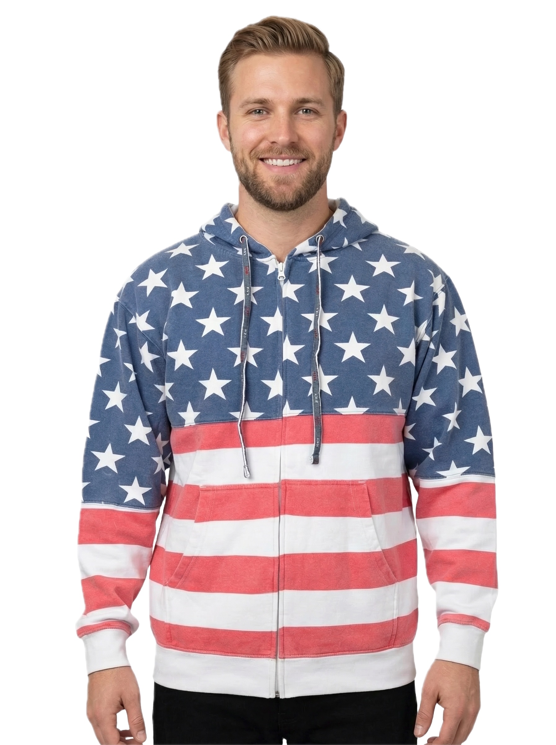 Licensed Mart Unisex Proud American Flag Zip Up Hoodie Sweatshirt 