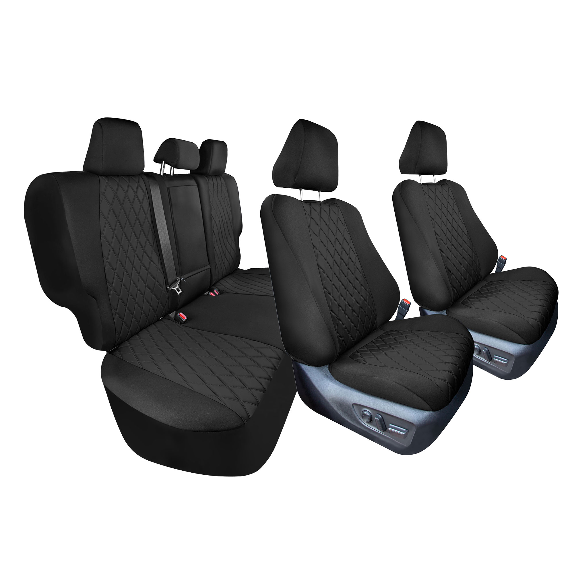 For Toyota Black Cloth Car Truck Seat Covers Full Set w Vinyl Floor