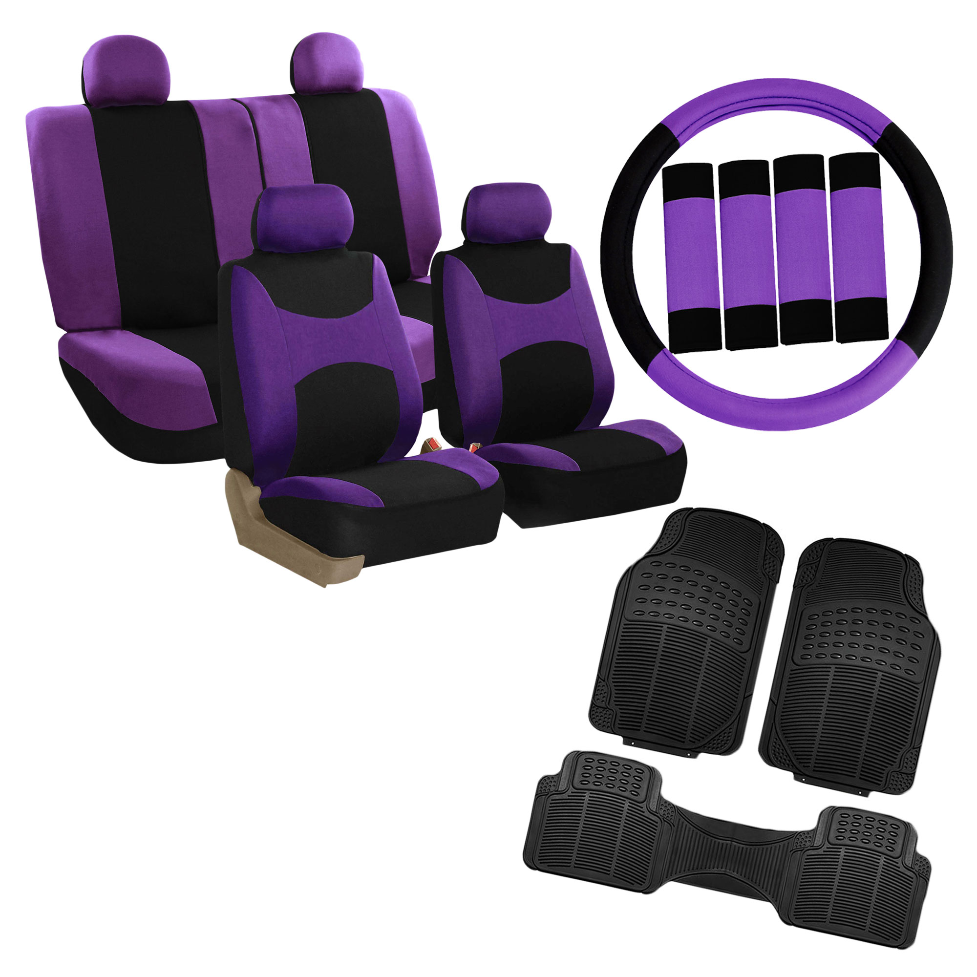 FH Group Cloth Car Seat Covers for Van Truck SUV Universal Fit w/ Floor Mats