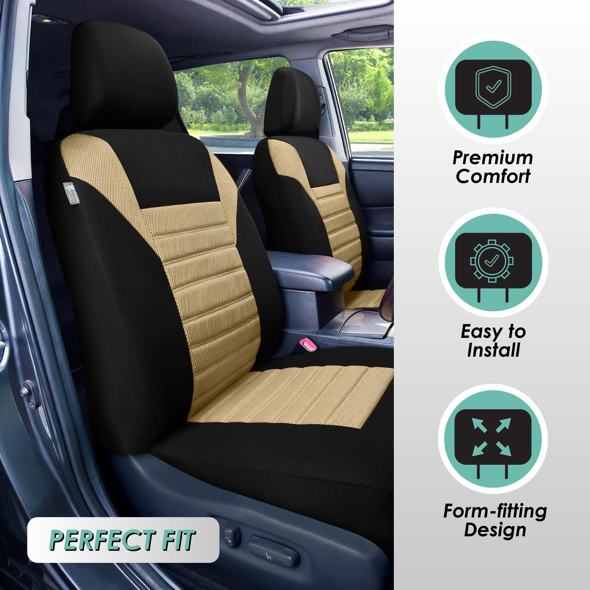 FH Group Universal Fit 3Row Car Seat Covers for SUV 3D Mesh - 7 Seaters Full Set - Bild 11 von 80
