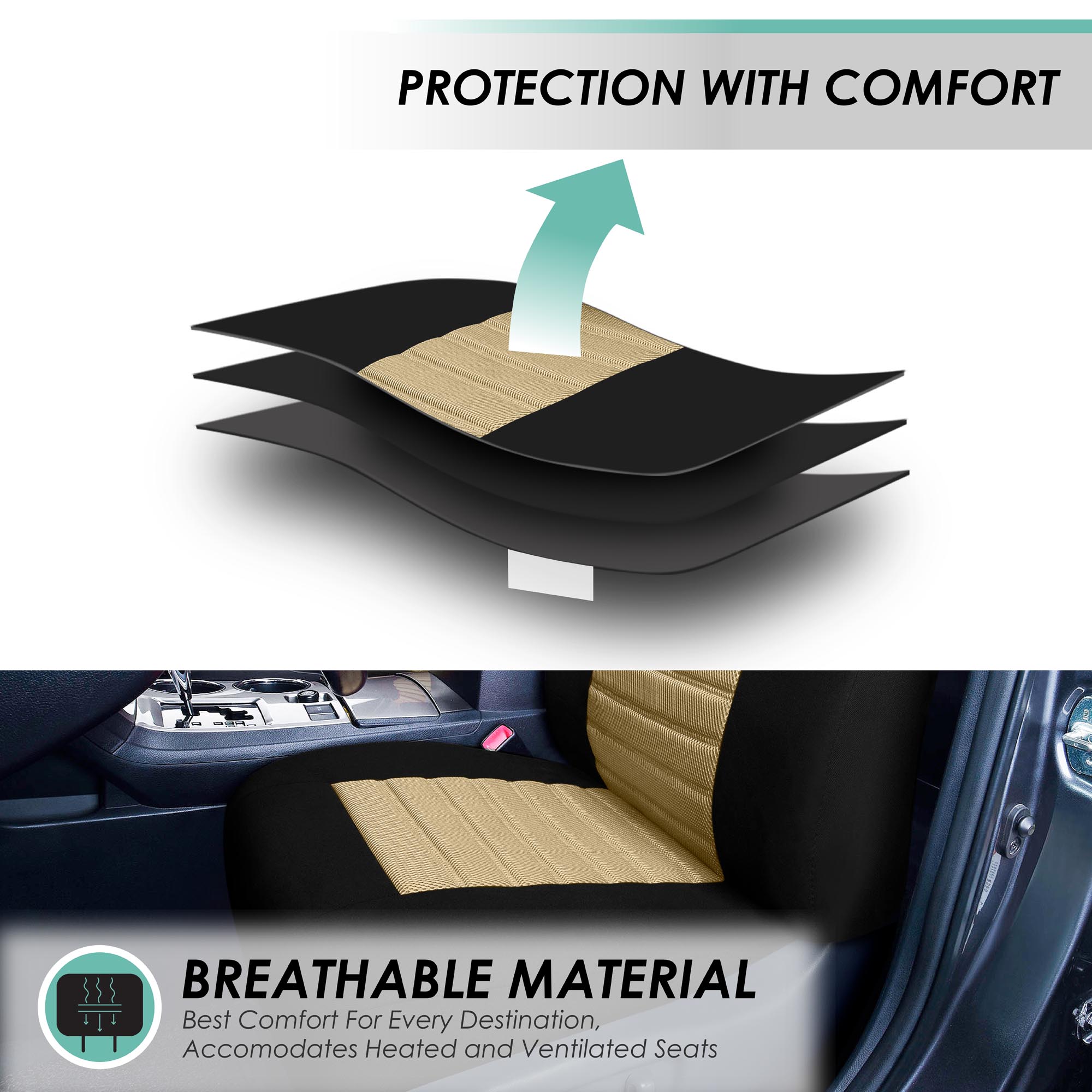 FH Group Universal Fit 3Row Car Seat Covers for SUV 3D Mesh - 7 Seaters Full Set - Bild 14 von 80
