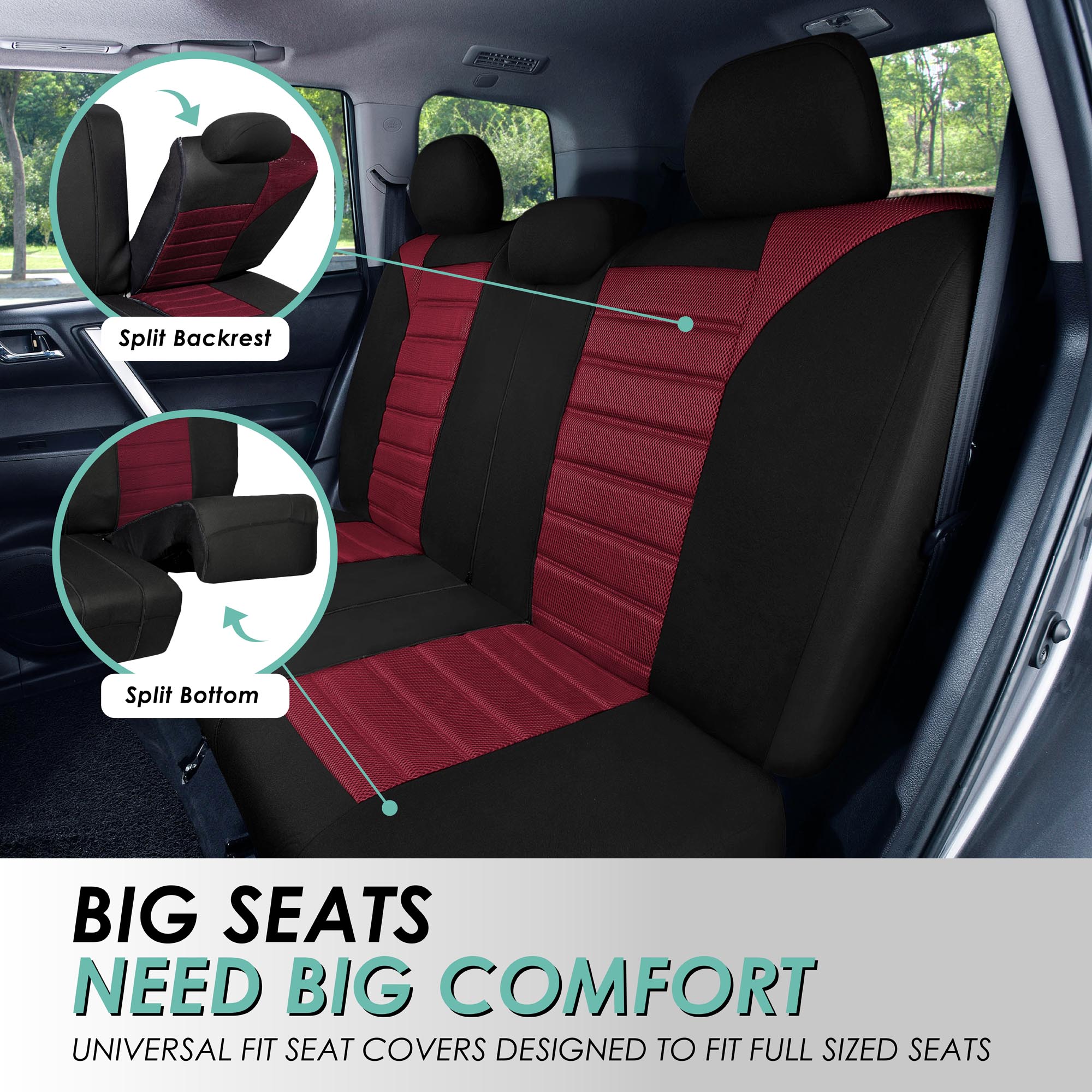 FH Group Universal Fit 3Row Car Seat Covers for SUV 3D Mesh - 7 Seaters Full Set - Bild 29 von 80