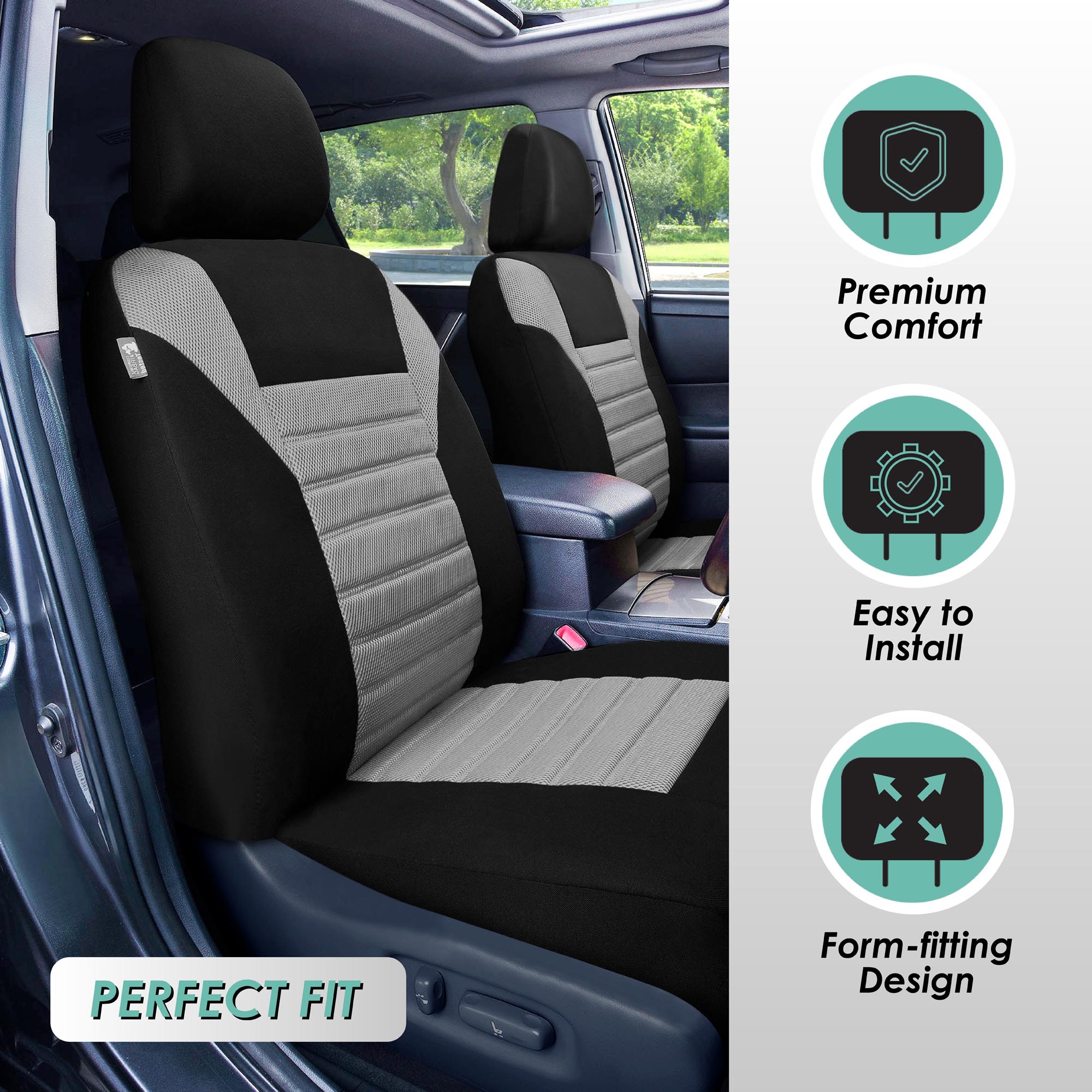 FH Group Universal Fit 3Row Car Seat Covers for SUV 3D Mesh - 7 Seaters Full Set - Bild 35 von 80
