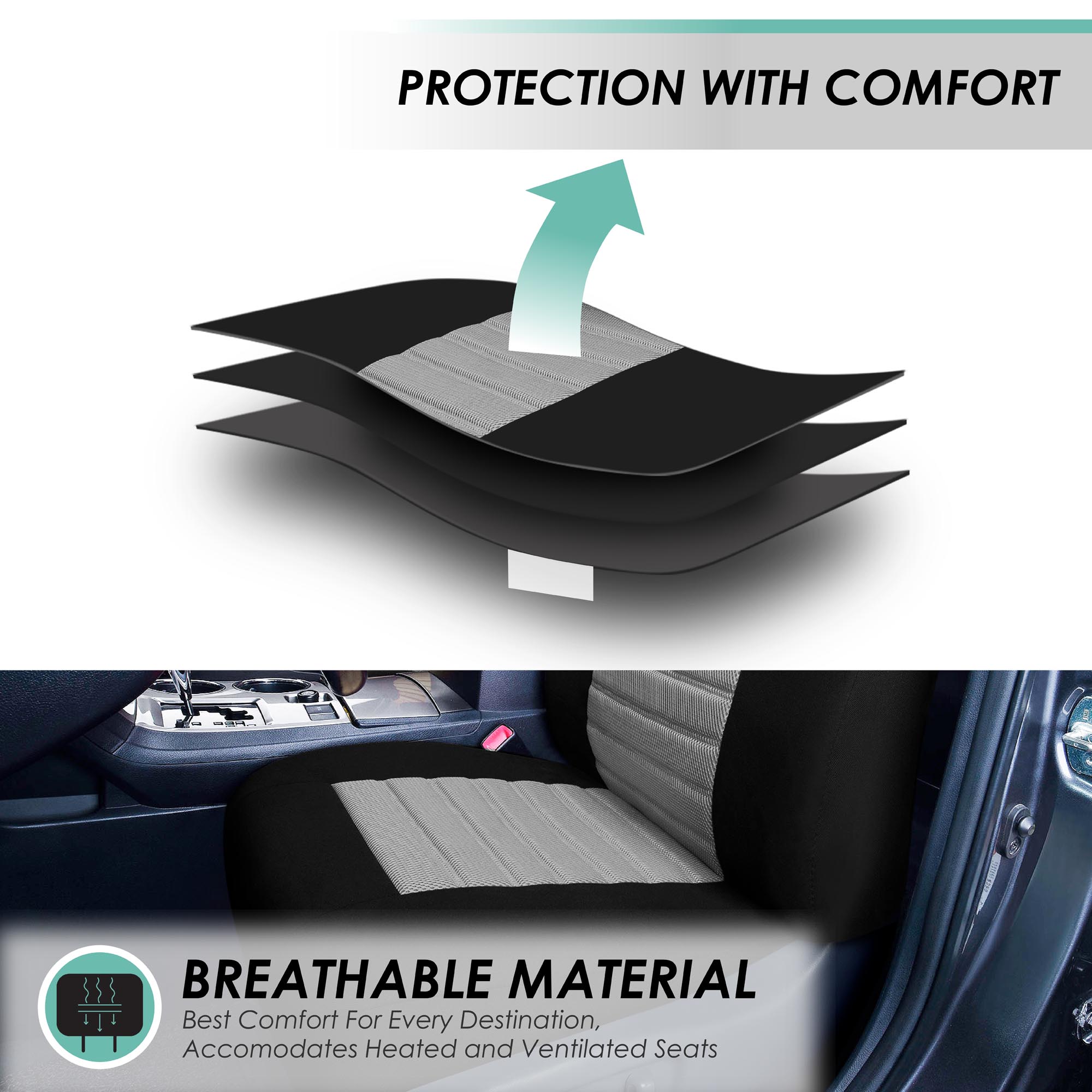 FH Group Universal Fit 3Row Car Seat Covers for SUV 3D Mesh - 7 Seaters Full Set - Bild 38 von 80