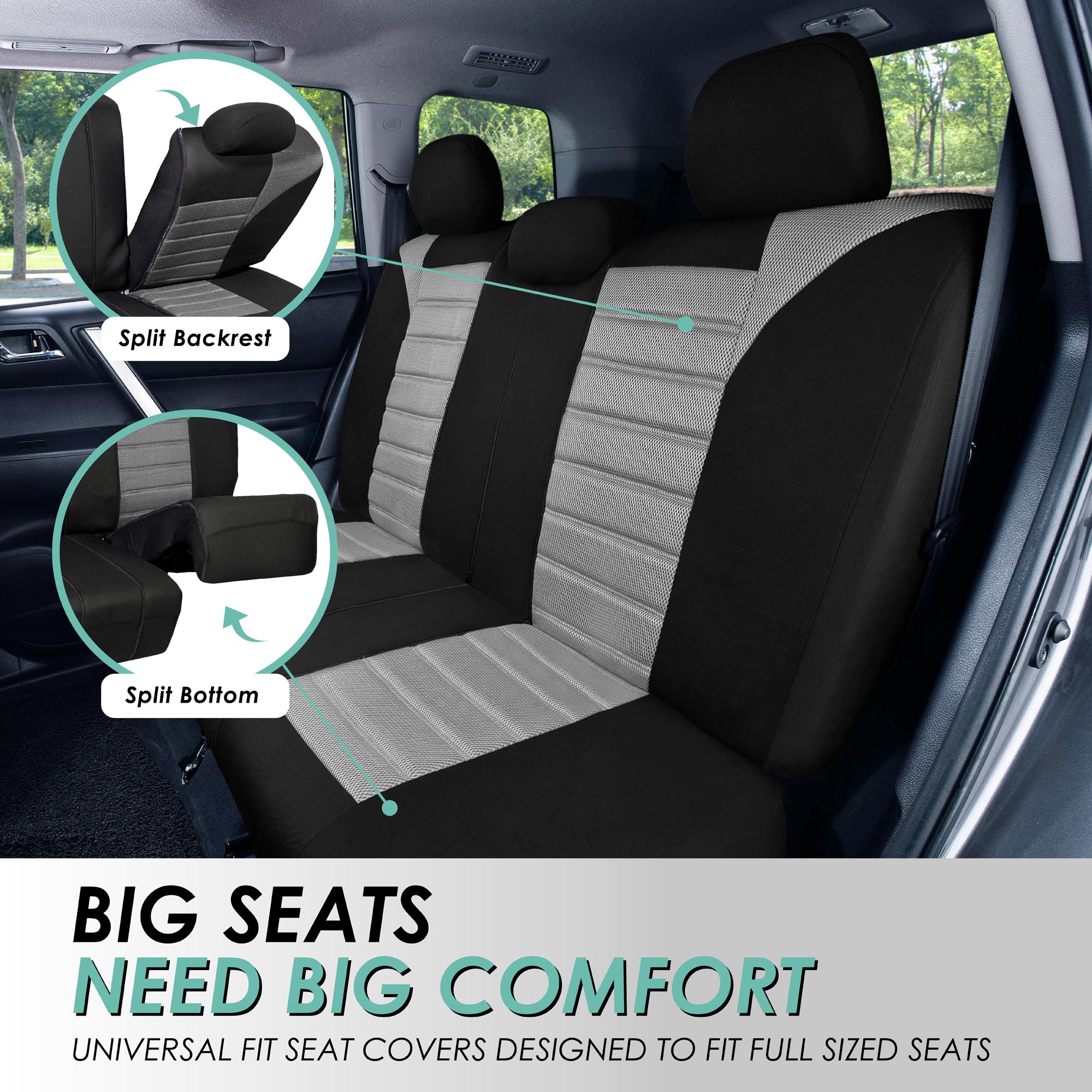 FH Group Universal Fit 3Row Car Seat Covers for SUV 3D Mesh - 7 Seaters Full Set - Bild 37 von 80