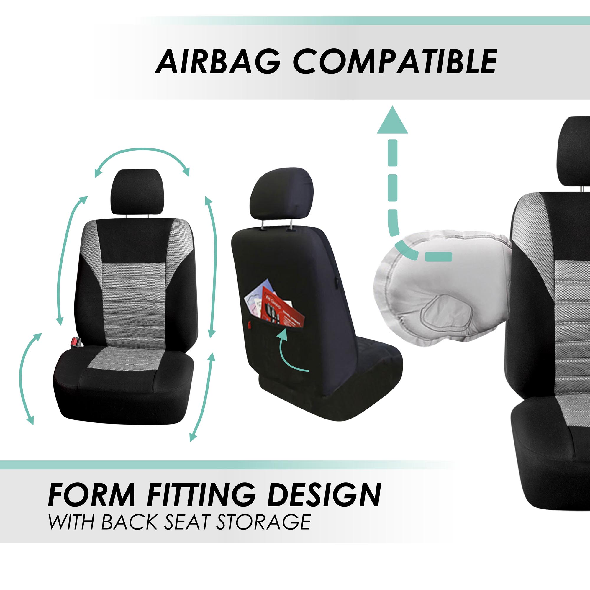 FH Group Universal Fit 3Row Car Seat Covers for SUV 3D Mesh - 7 Seaters Full Set - Bild 39 von 80