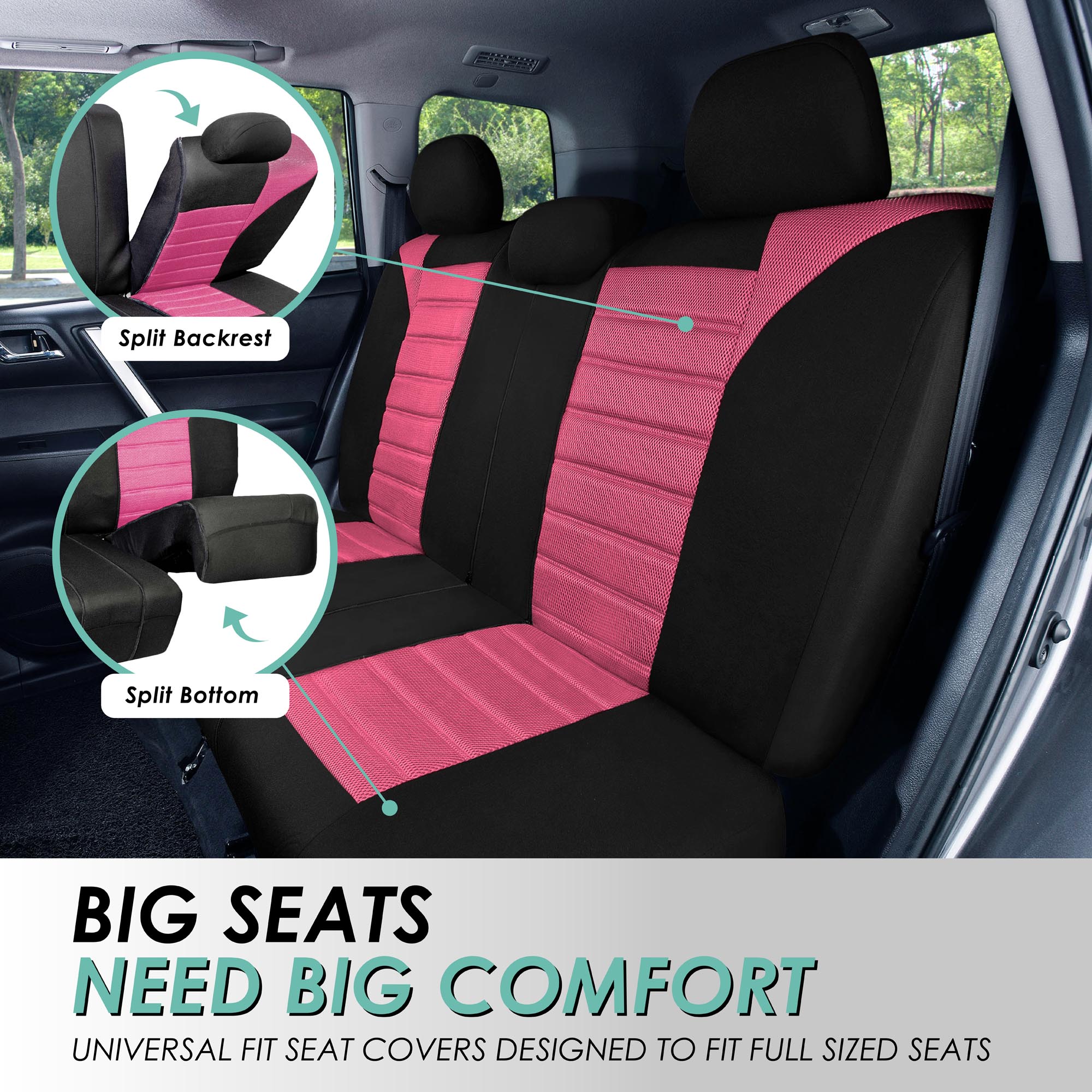 FH Group Universal Fit 3Row Car Seat Covers for SUV 3D Mesh - 7 Seaters Full Set - Bild 61 von 80