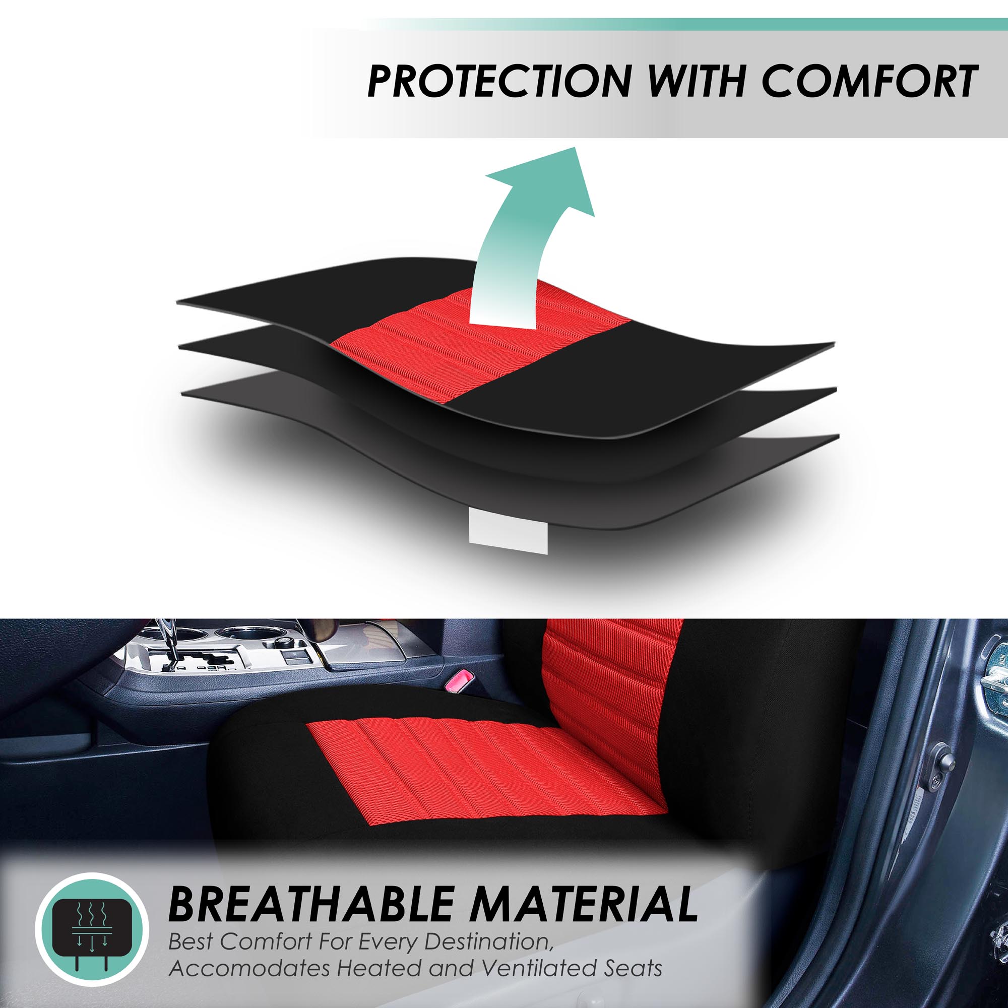 FH Group Universal Fit 3Row Car Seat Covers for SUV 3D Mesh - 7 Seaters Full Set - Bild 70 von 80