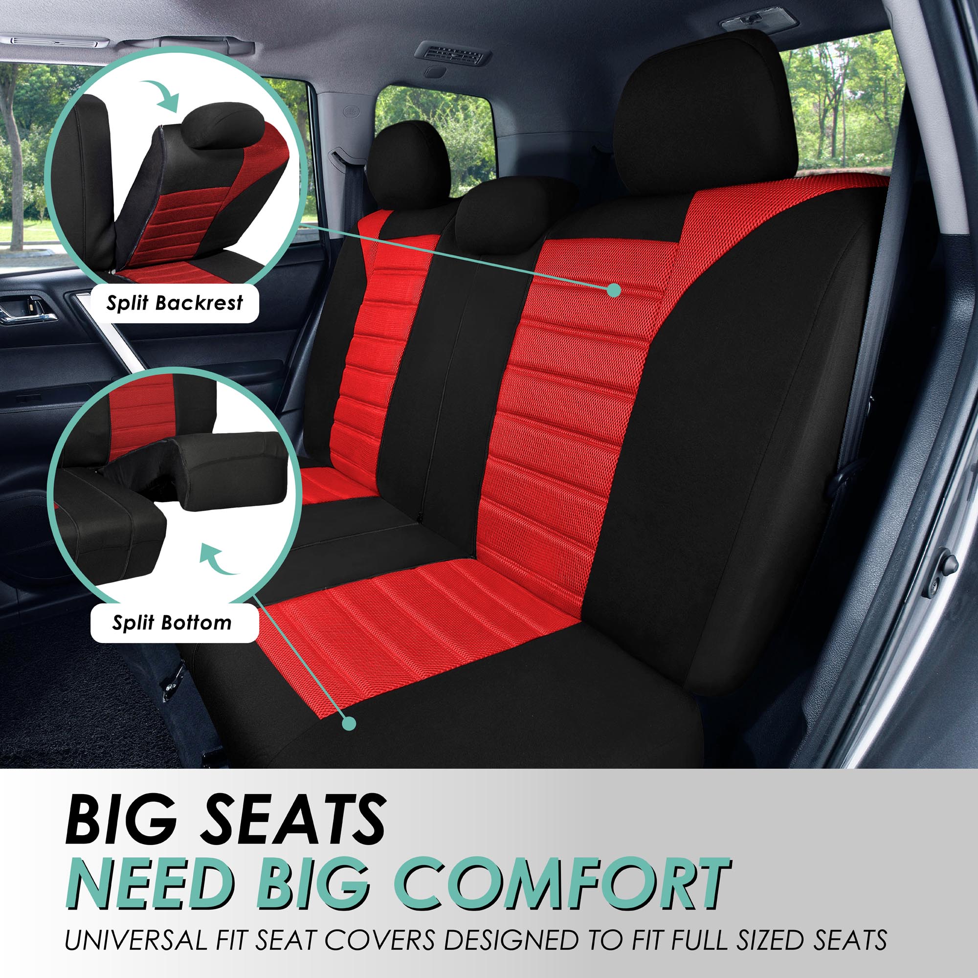 FH Group Universal Fit 3Row Car Seat Covers for SUV 3D Mesh - 7 Seaters Full Set - Bild 69 von 80