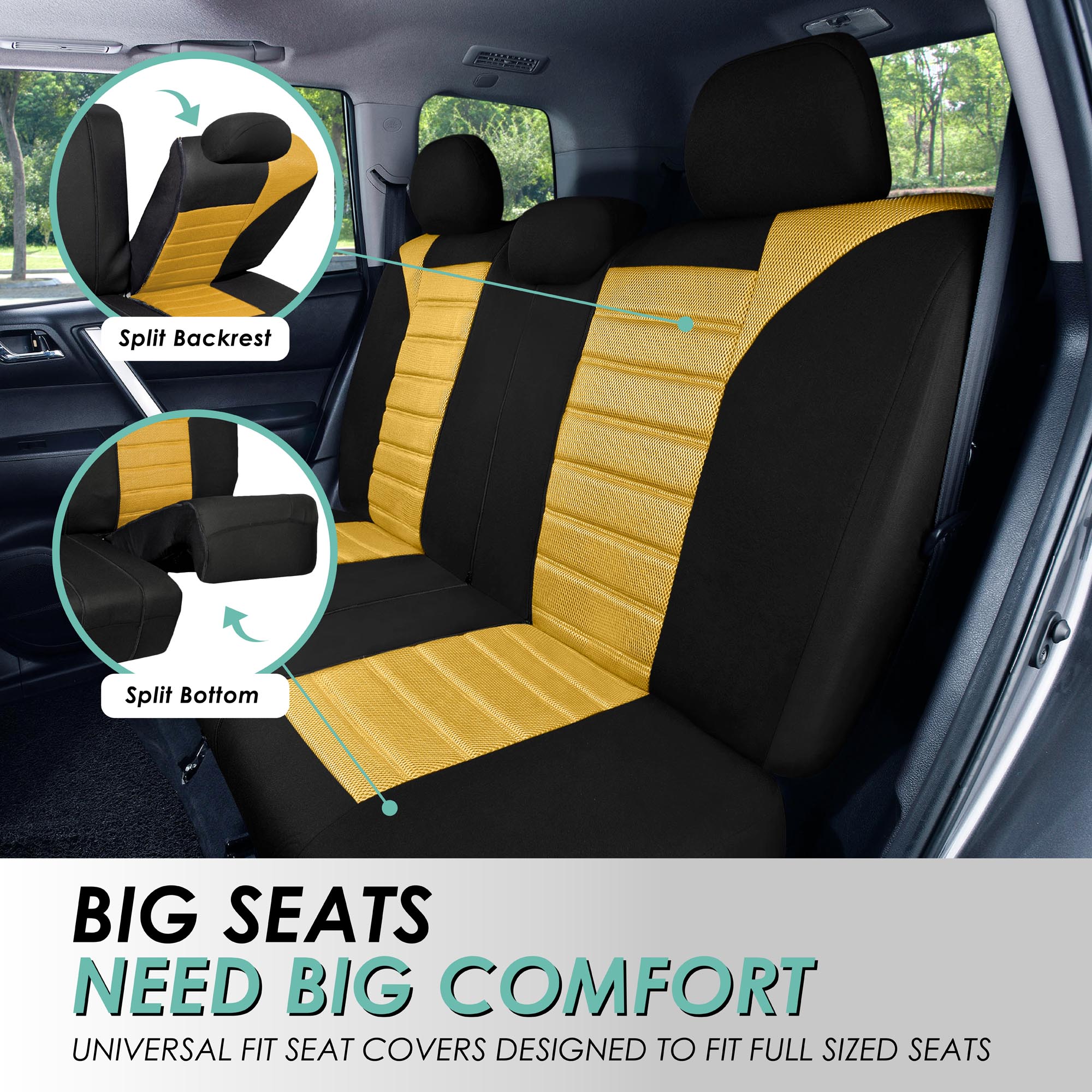 FH Group Universal Fit 3Row Car Seat Covers for SUV 3D Mesh - 7 Seaters Full Set - Bild 77 von 80